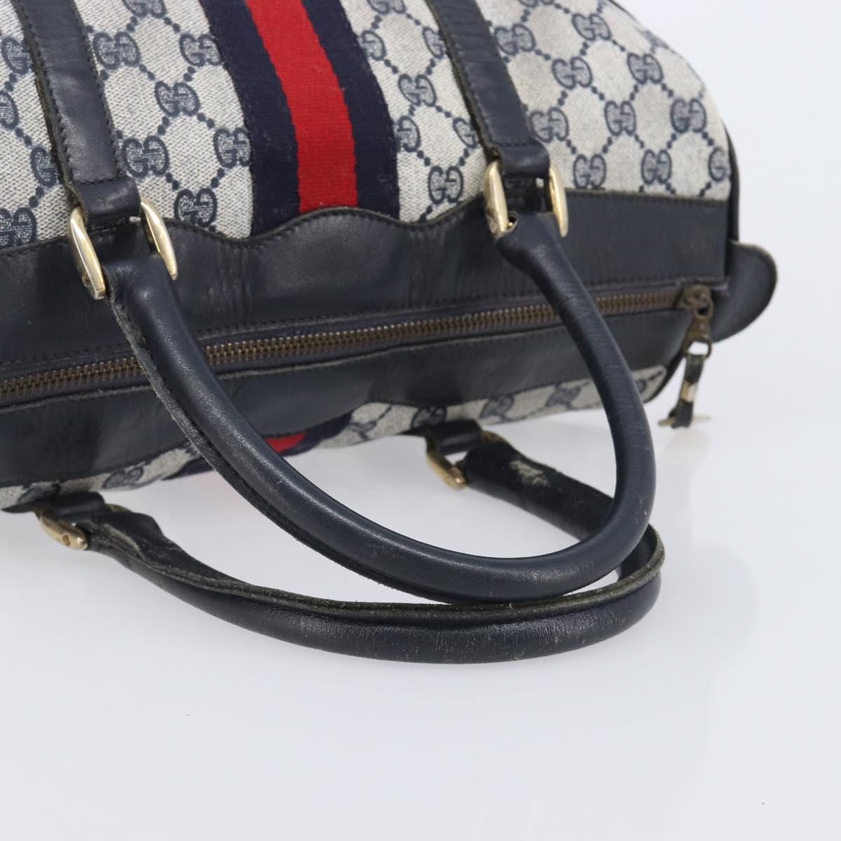 GUCCI GG Supreme Boston Bag PVC Navy Gold Auth ep16260