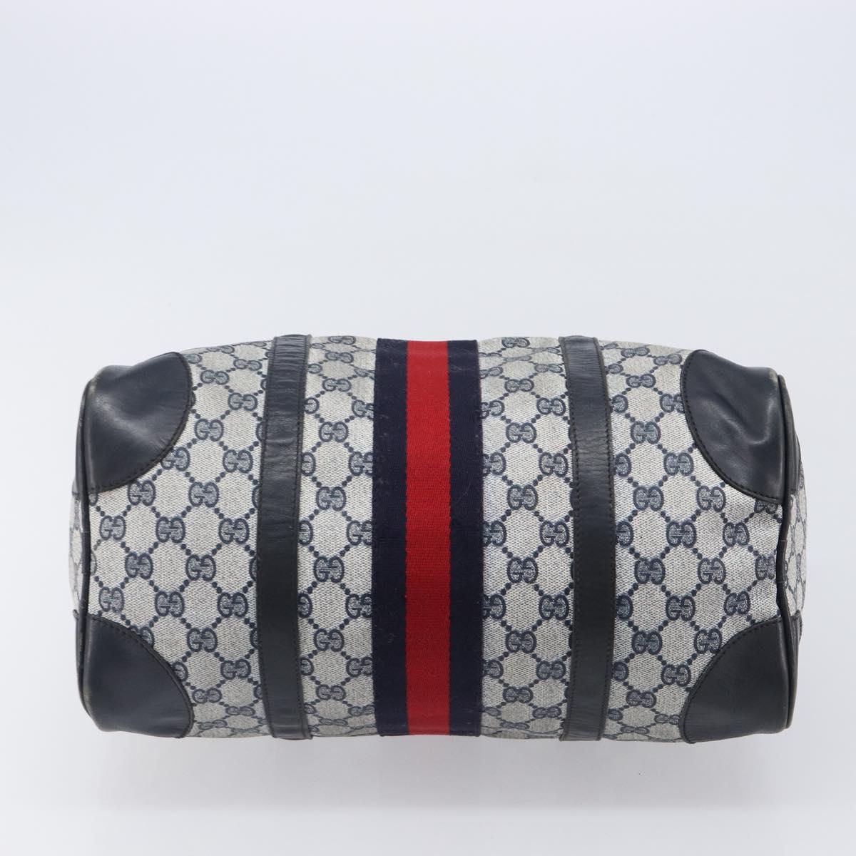GUCCI GG Supreme Boston Bag PVC Navy Gold Auth ep16260