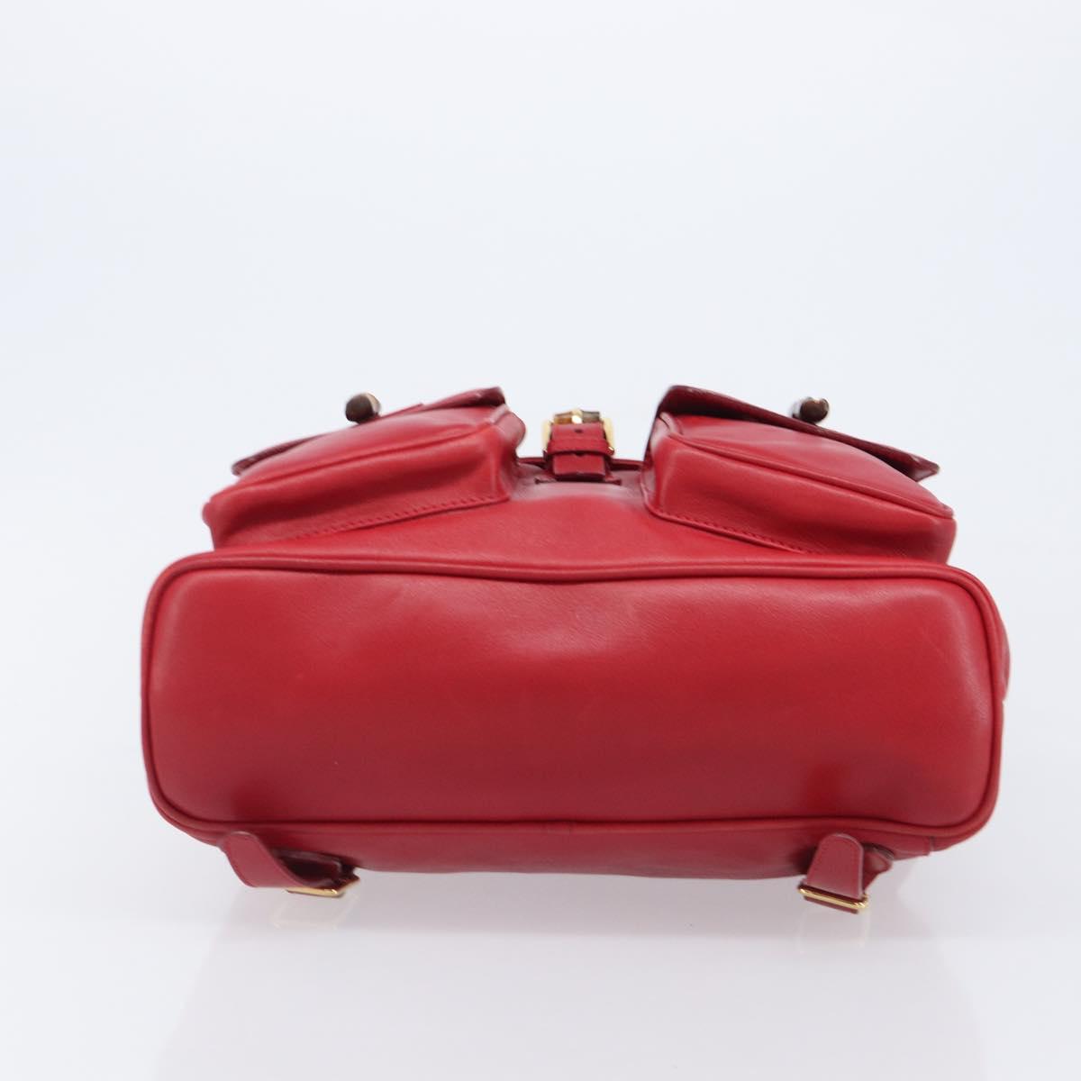 GUCCI Bamboo Backpack Leather Red Gold 003 2058 0016 Auth ep16261