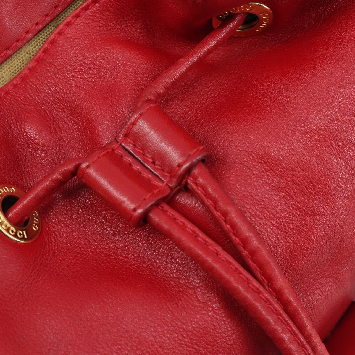 GUCCI Bamboo Backpack Leather Red Gold 003 2058 0016 Auth ep16261