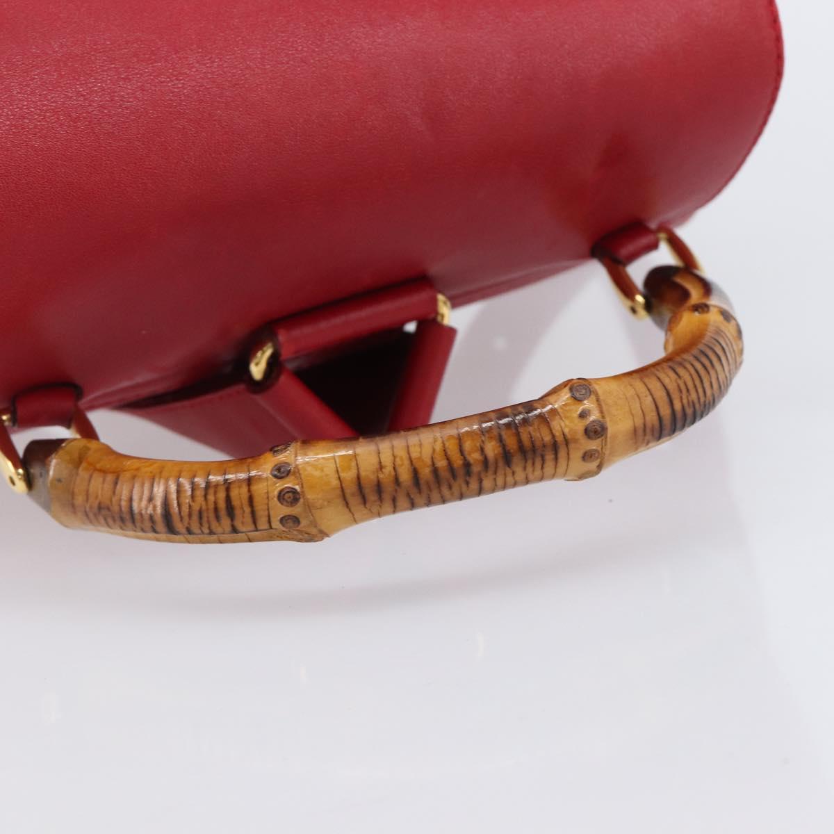 GUCCI Bamboo Backpack Leather Red Gold 003 2058 0016 Auth ep16261