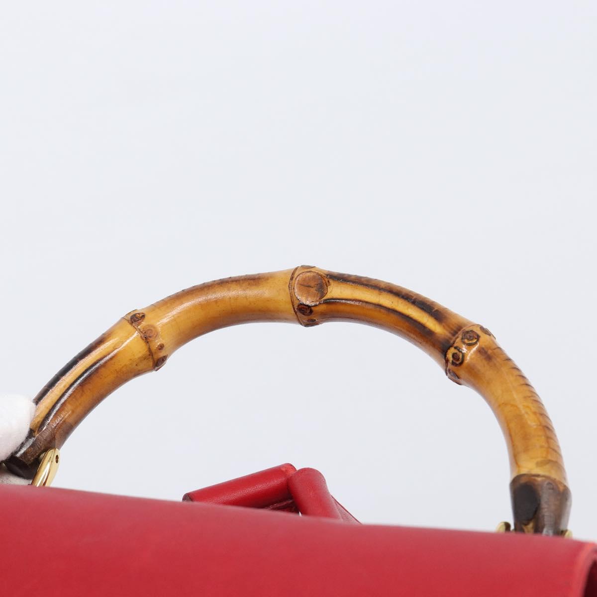 GUCCI Bamboo Backpack Leather Red Gold 003 2058 0016 Auth ep16261