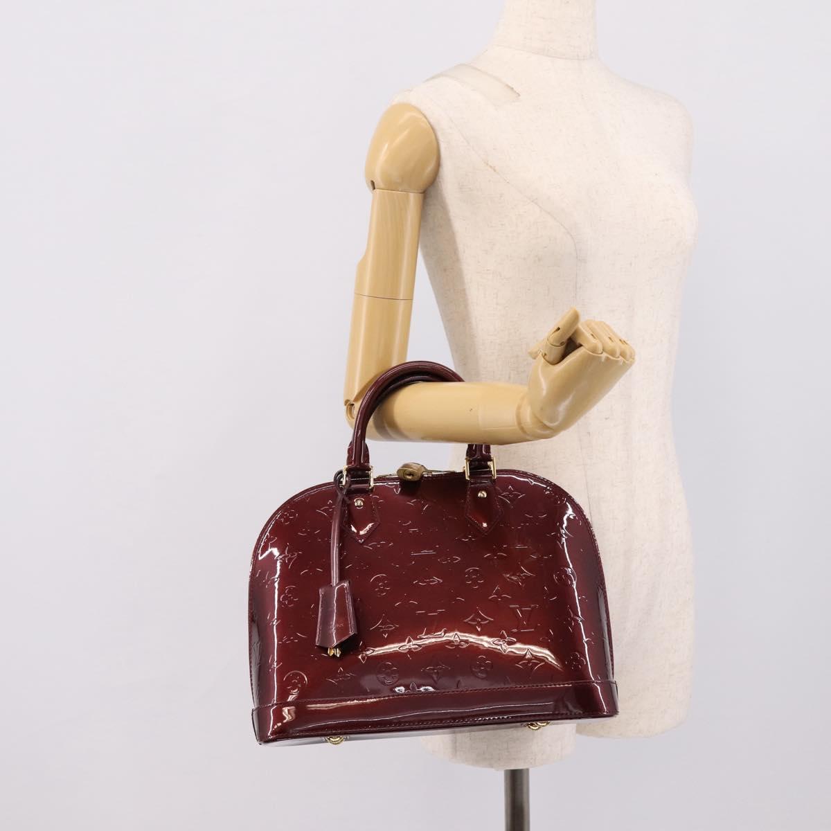 LOUIS VUITTON Monogram Vernis Alma PM Hand Bag Rouge Favist M91691 Auth ep16264A