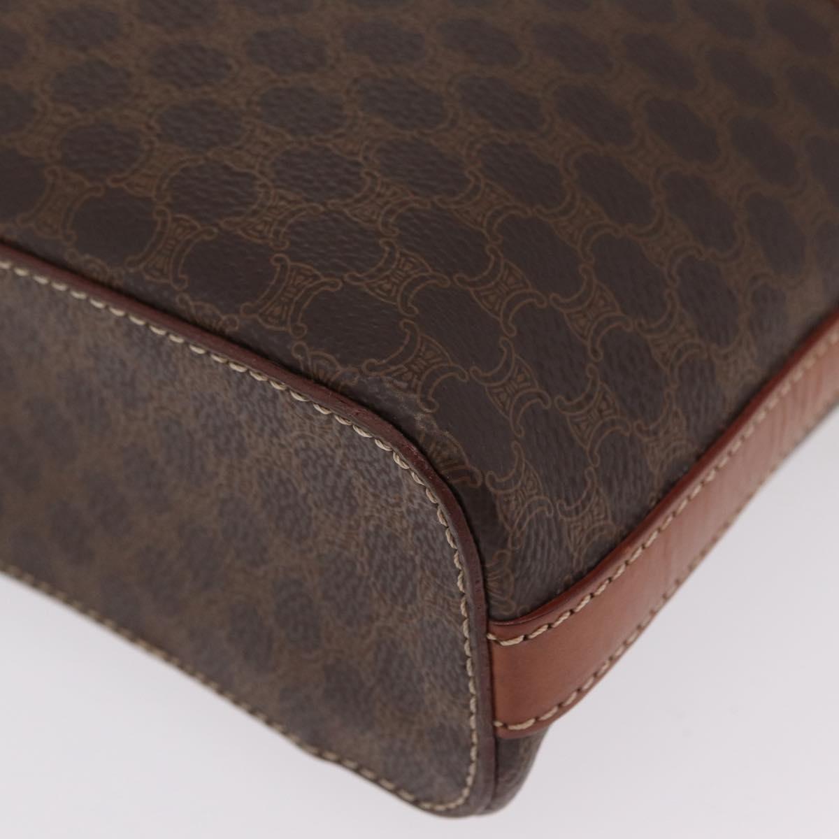 CELINE Macadam Canvas Vanity Hand Bag PVC Leather 2way Brown Gold Auth ep16269