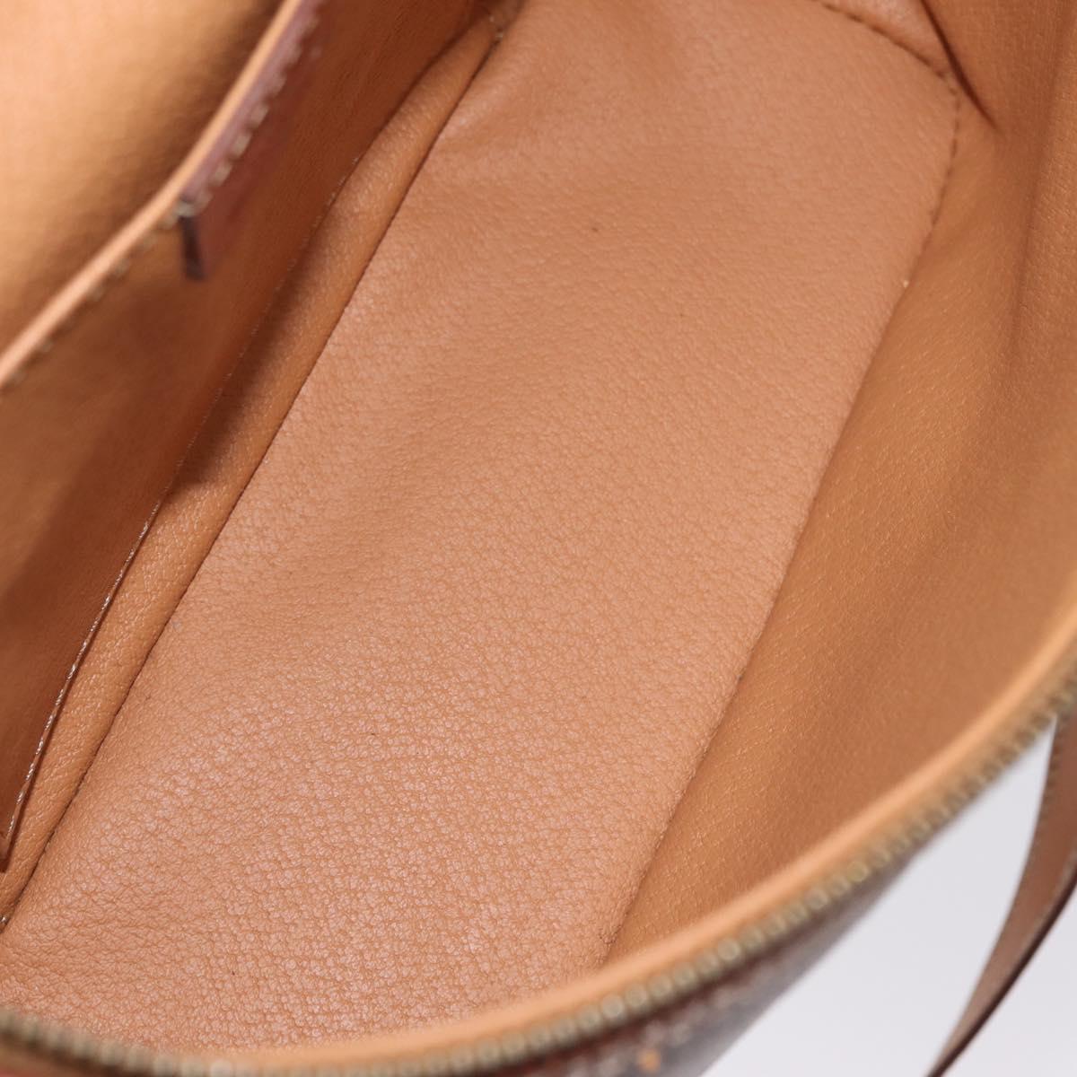 CELINE Macadam Canvas Vanity Hand Bag PVC Leather 2way Brown Gold Auth ep16269