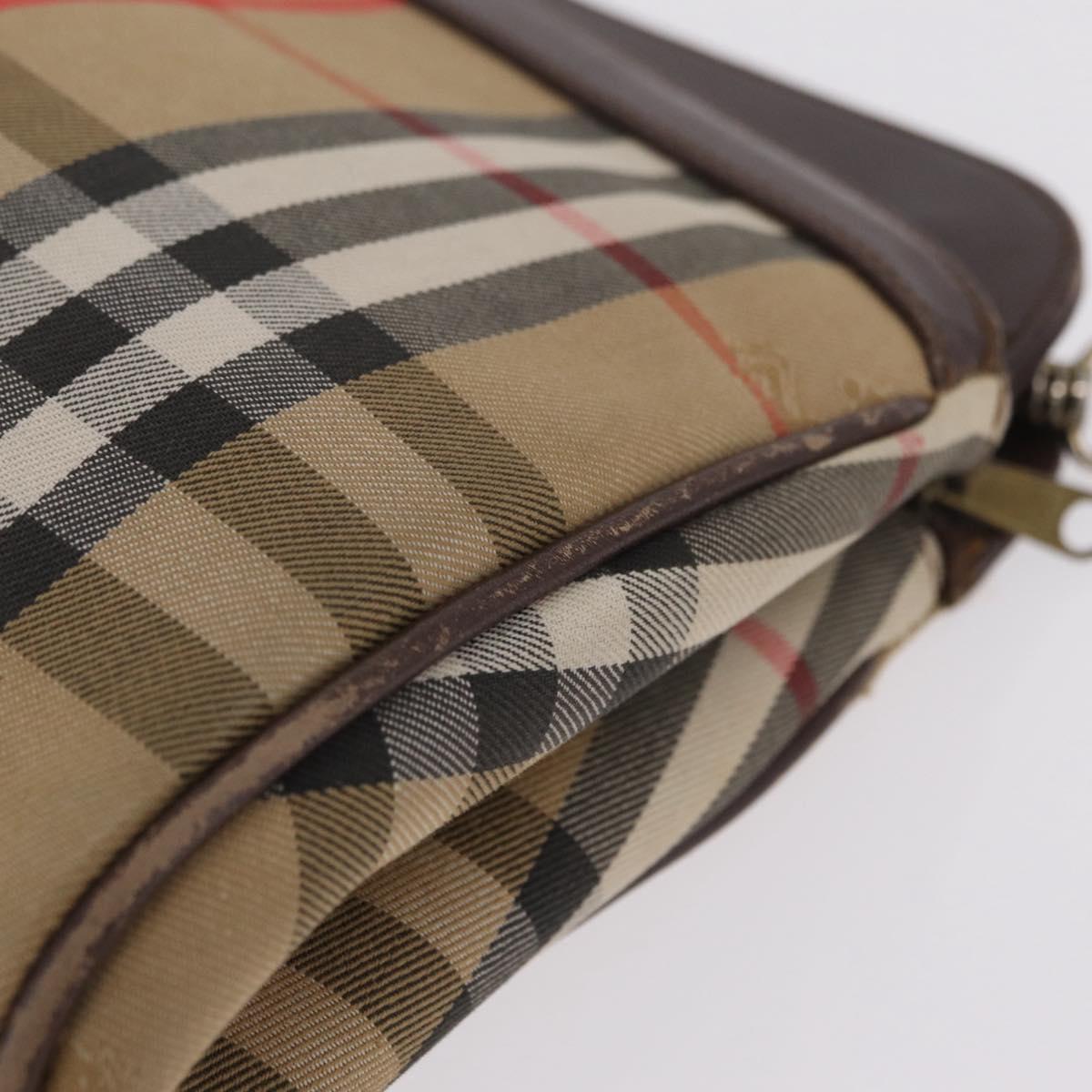 Burberrys Nova Check Shoulder Bag Canvas Beige Gold Auth ep16270
