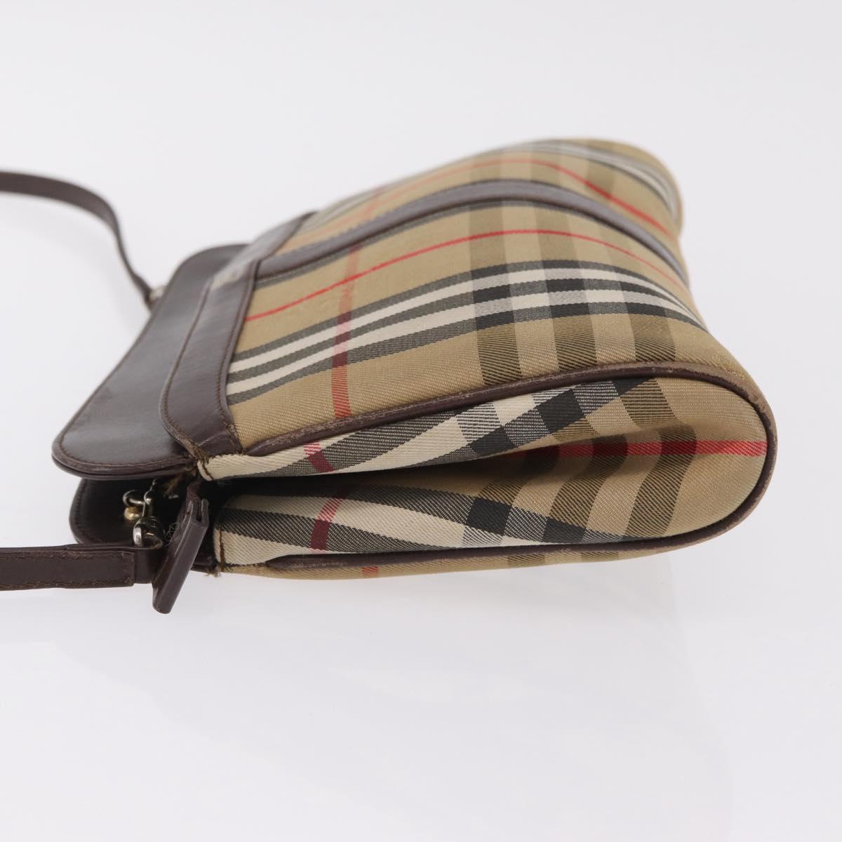 Burberrys Nova Check Shoulder Bag Canvas Beige Gold Auth ep16270