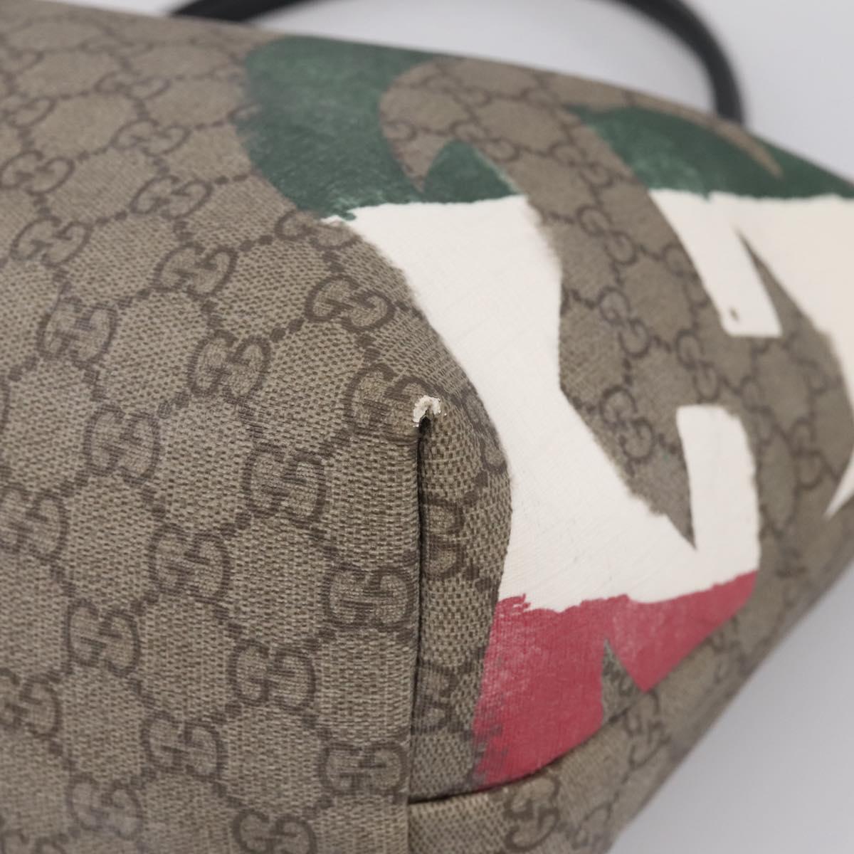 GUCCI GG Supreme Tote Bag PVC Beige Gold 203693 Auth ep16272