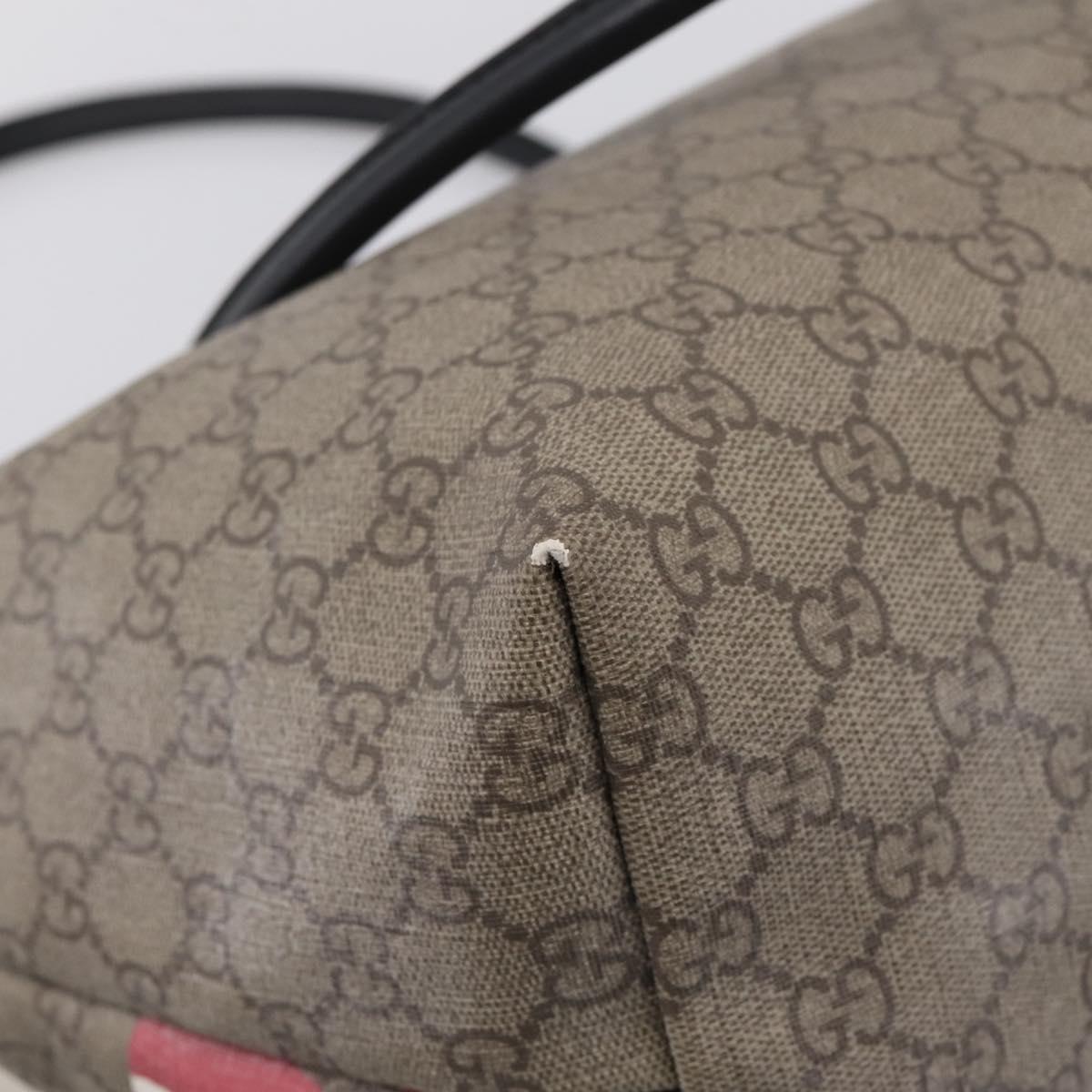 GUCCI GG Supreme Tote Bag PVC Beige Gold 203693 Auth ep16272