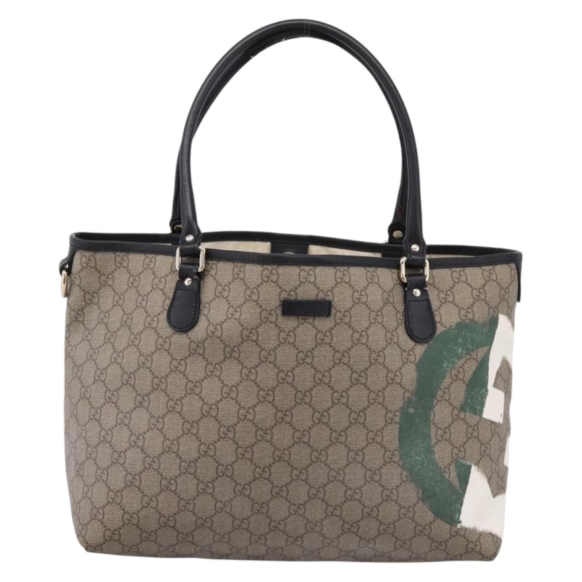 GUCCI GG Supreme Tote Bag PVC Beige Gold 203693 Auth ep16272