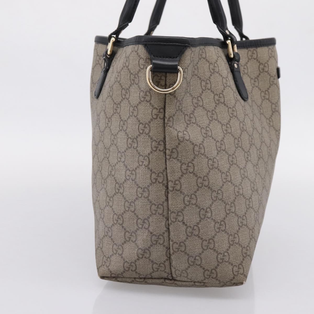 GUCCI GG Supreme Tote Bag PVC Beige Gold 203693 Auth ep16272