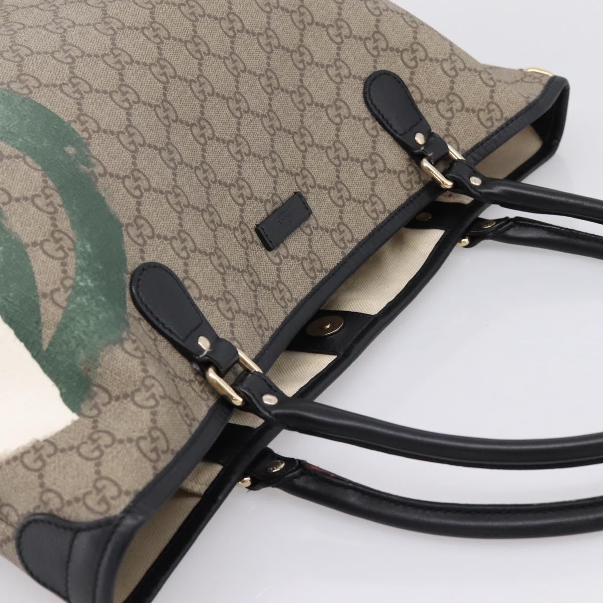GUCCI GG Supreme Tote Bag PVC Beige Gold 203693 Auth ep16272