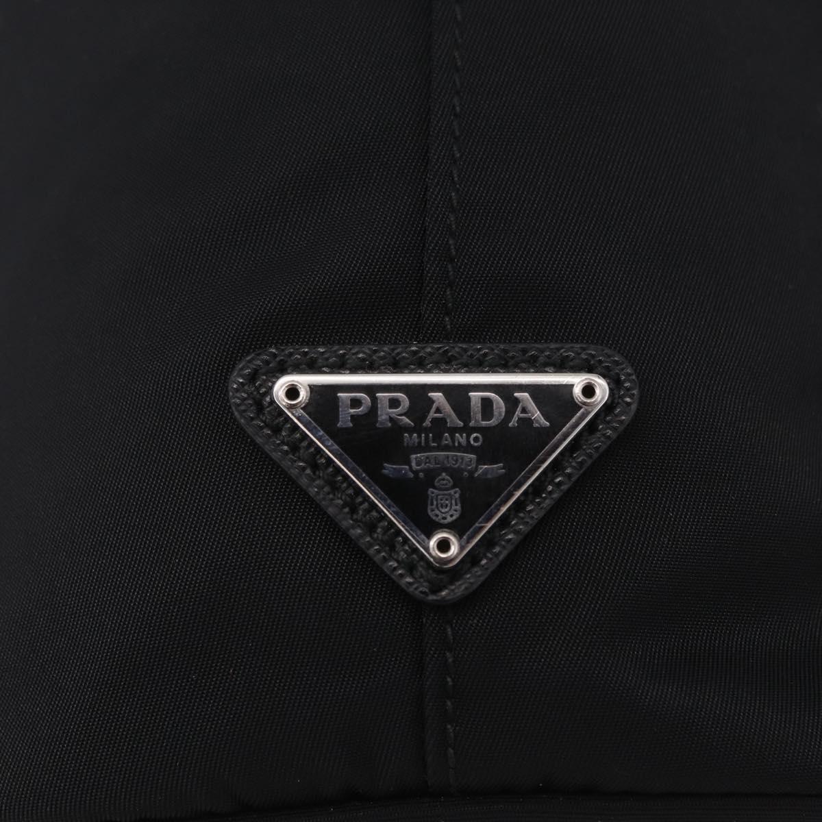 PRADA Hand Bag Nylon Black Silver Auth ep16275V