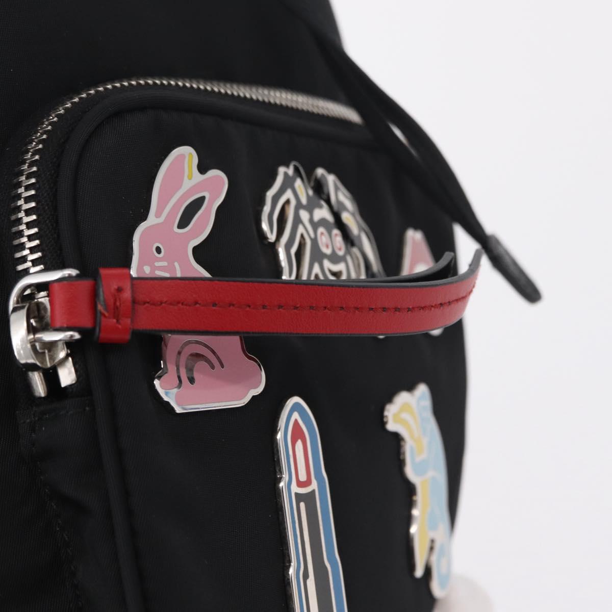 PRADA Hand Bag Nylon Black Silver Auth ep16275V