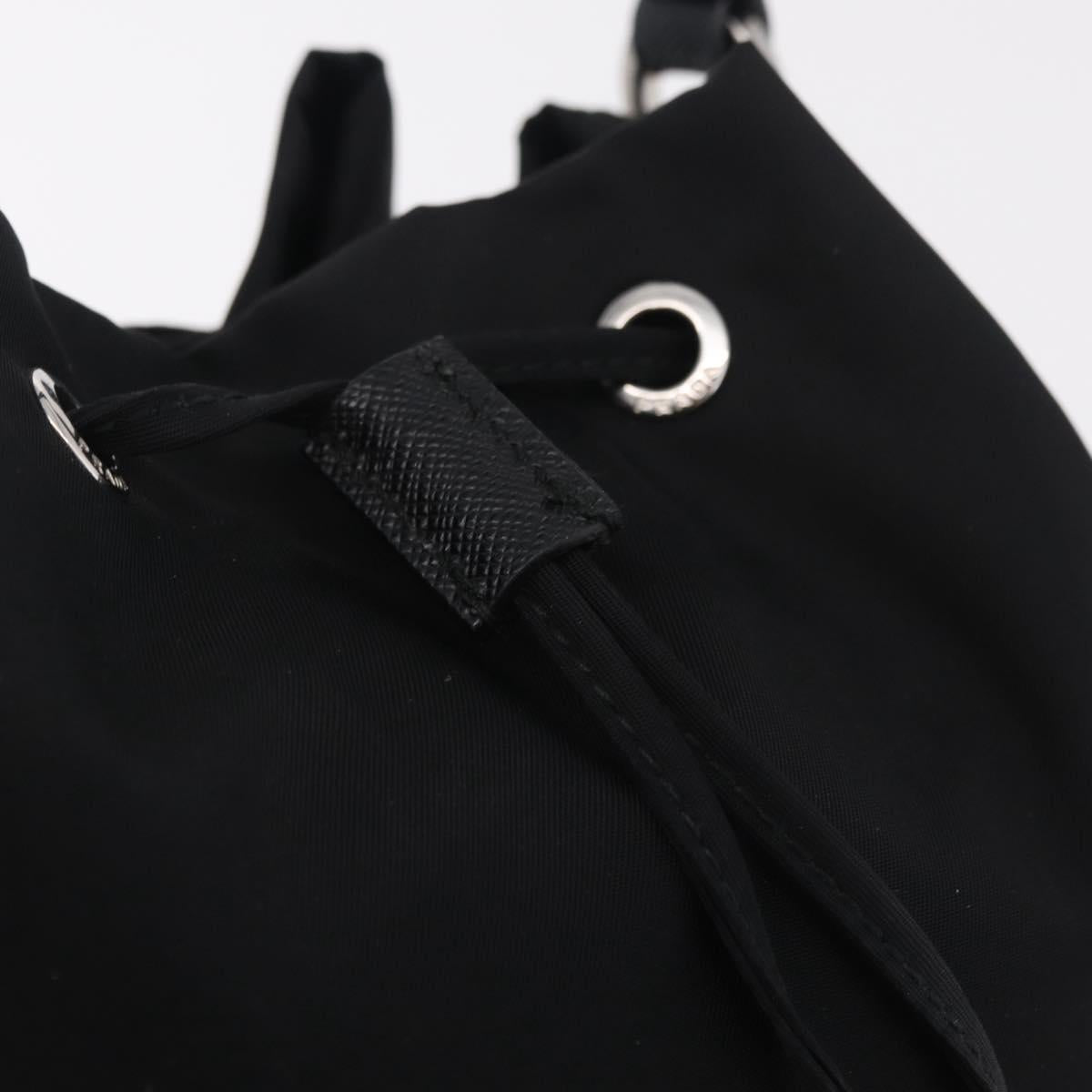 PRADA Hand Bag Nylon Black Silver Auth ep16275V