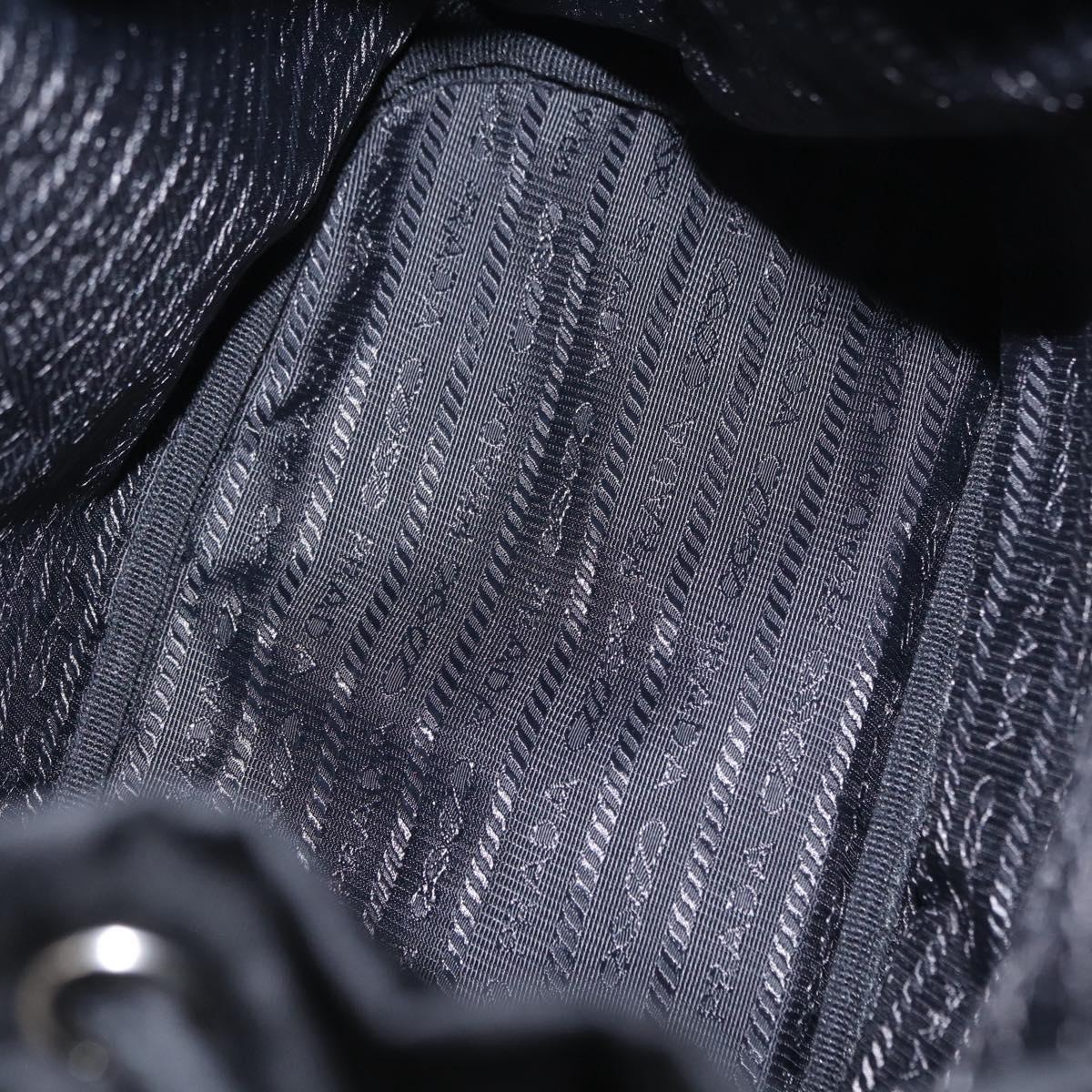PRADA Hand Bag Nylon Black Silver Auth ep16275V