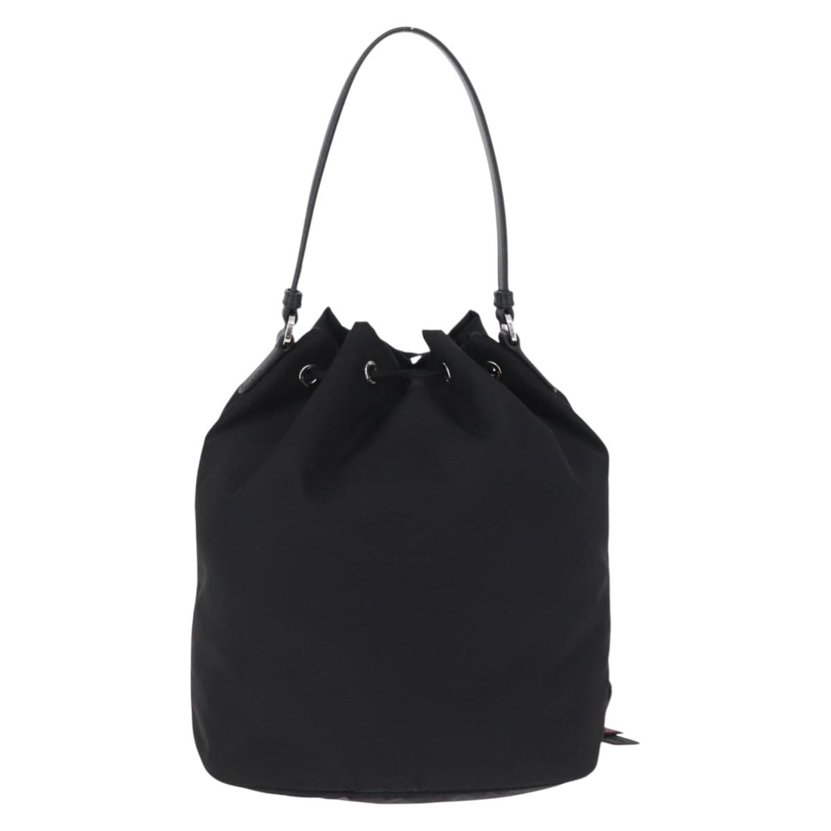 PRADA Hand Bag Nylon Black Silver Auth ep16275V