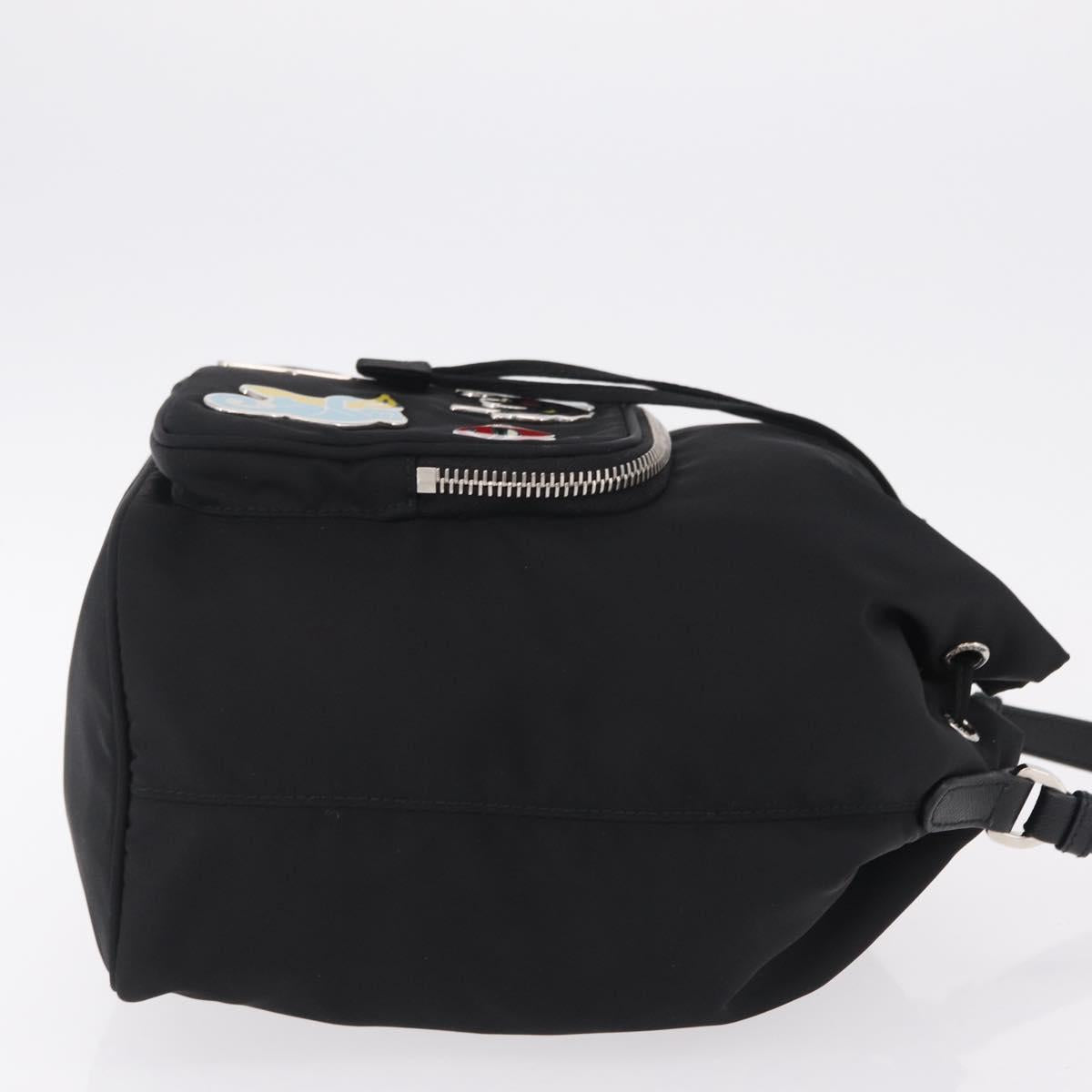 PRADA Hand Bag Nylon Black Silver Auth ep16275V