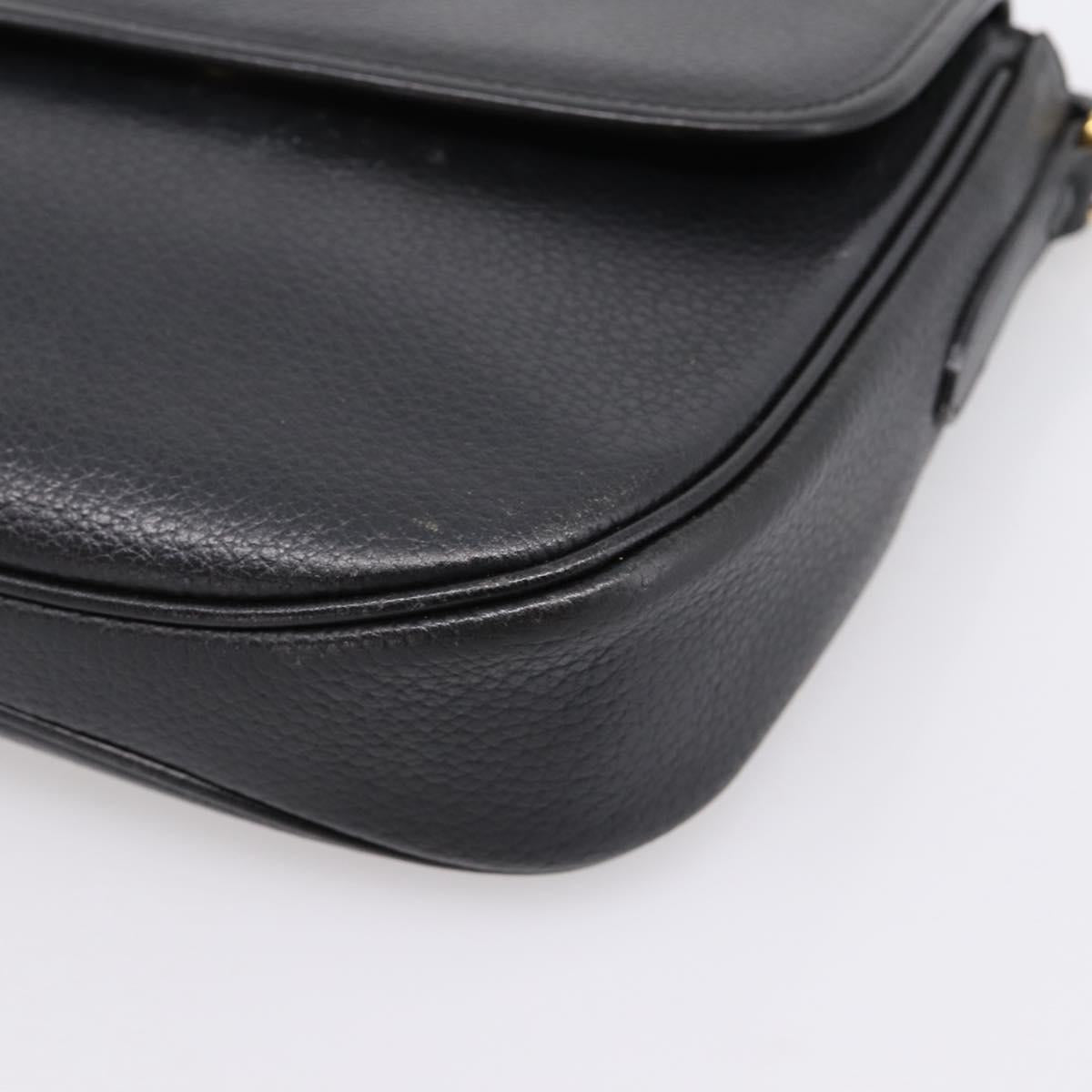 Burberrys Shoulder Bag Leather Black Gold Auth ep16277