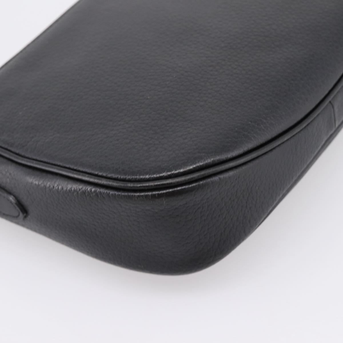 Burberrys Shoulder Bag Leather Black Gold Auth ep16277