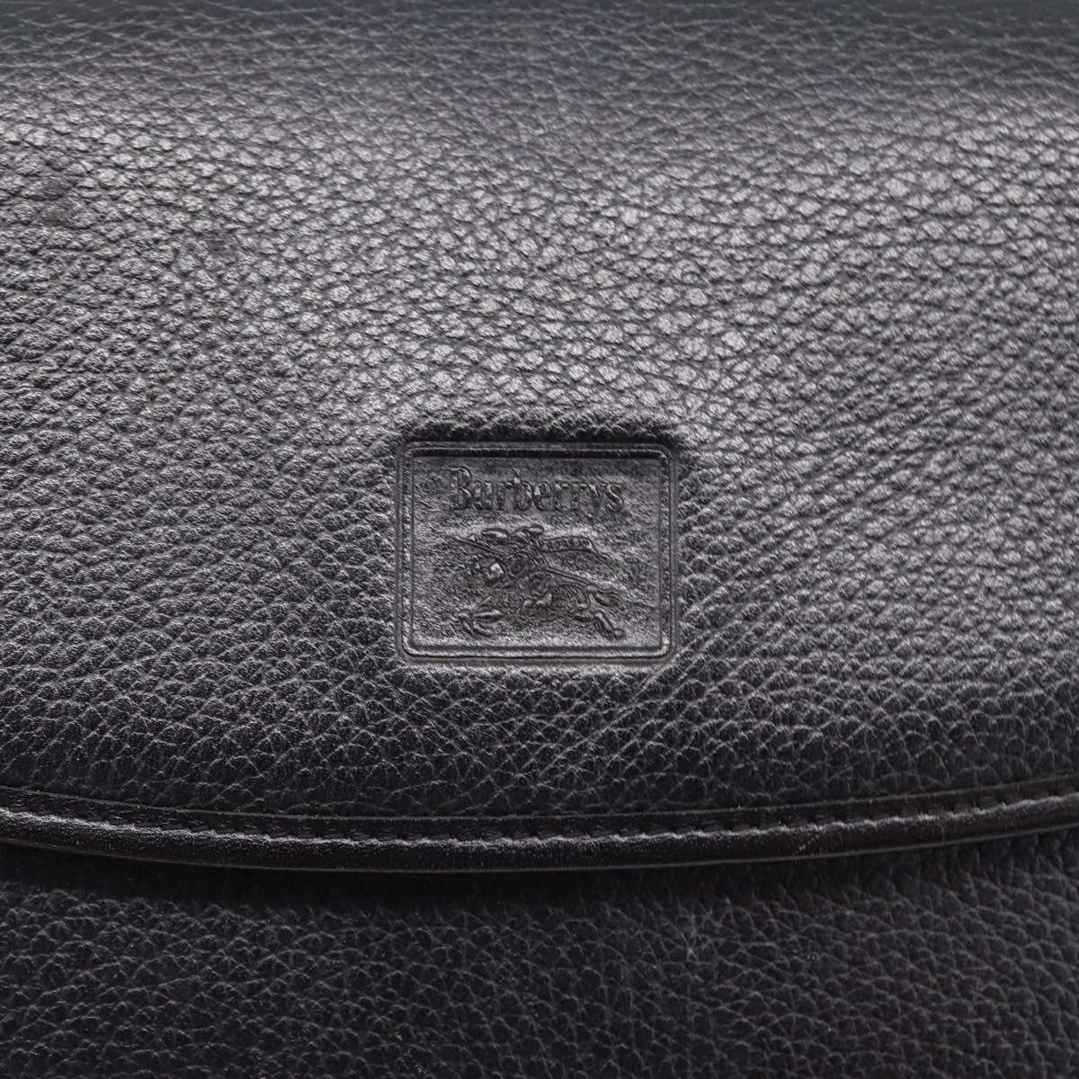 Burberrys Shoulder Bag Leather Black Gold Auth ep16277