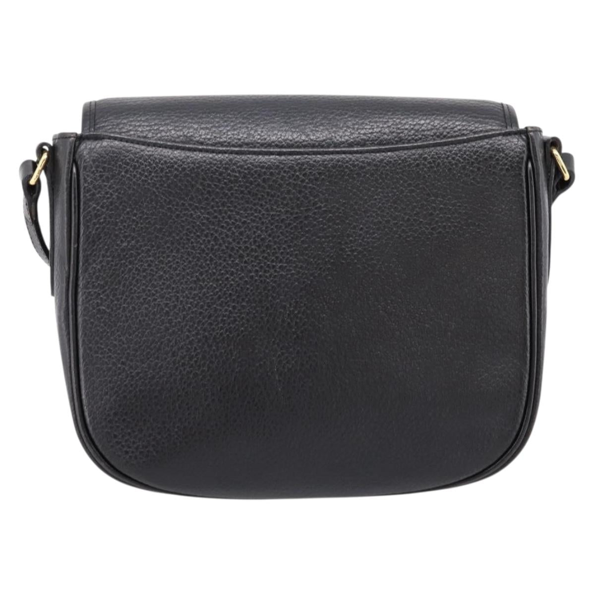 Burberrys Shoulder Bag Leather Black Gold Auth ep16277