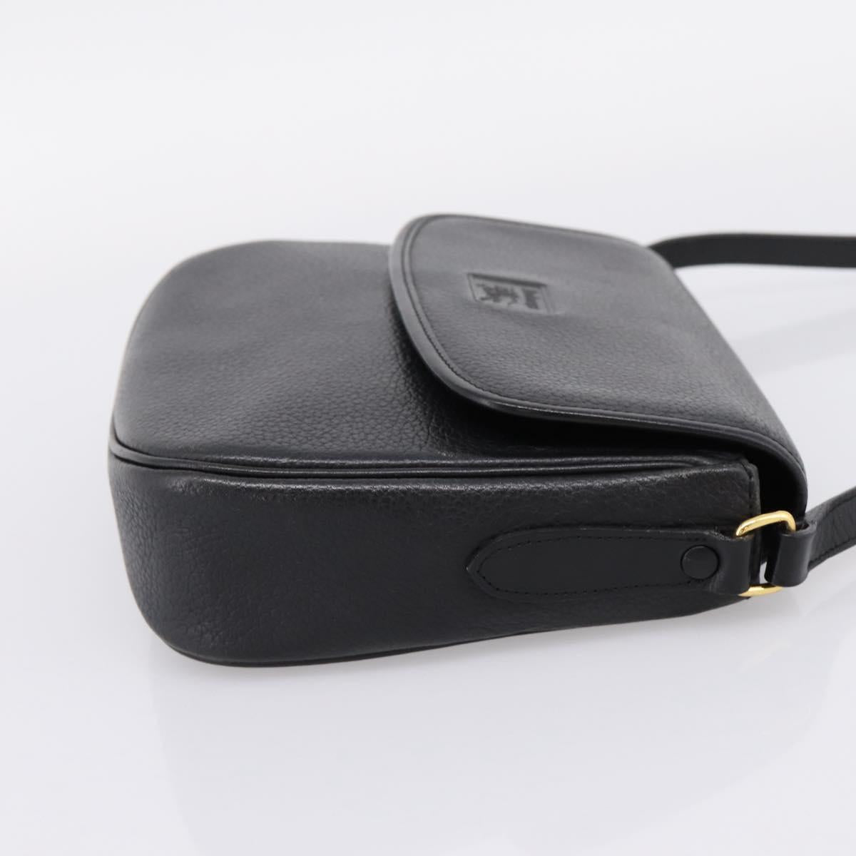 Burberrys Shoulder Bag Leather Black Gold Auth ep16277