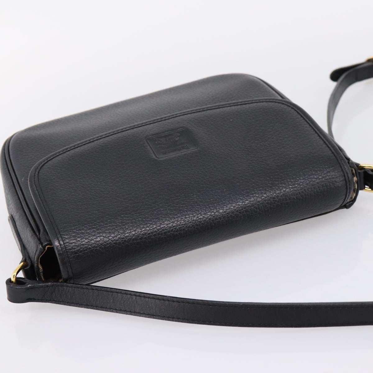 Burberrys Shoulder Bag Leather Black Gold Auth ep16277