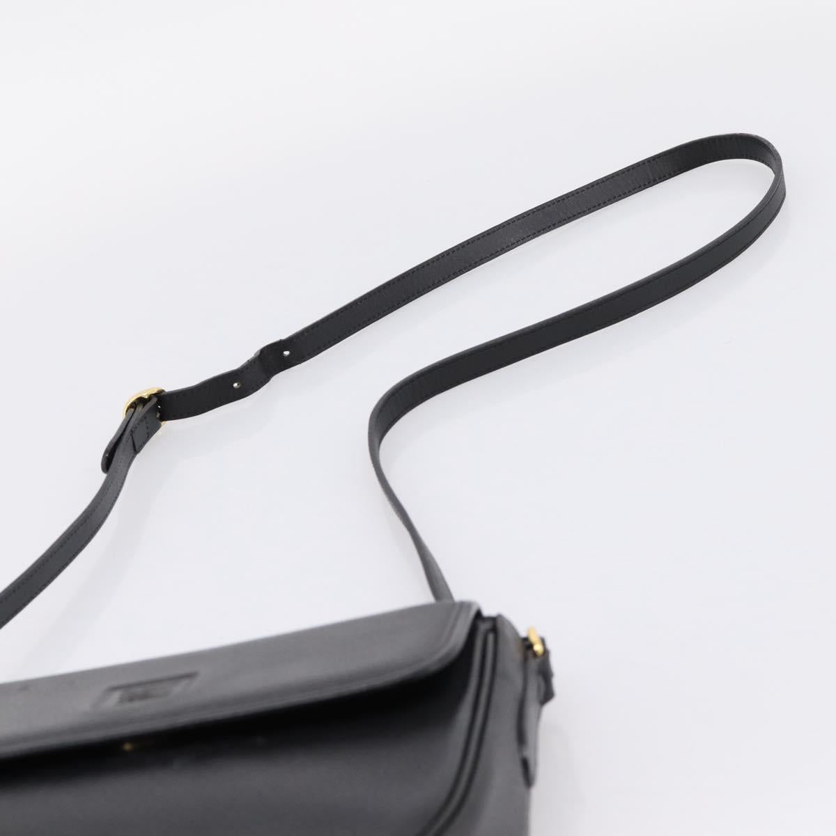 Burberrys Shoulder Bag Leather Black Gold Auth ep16277