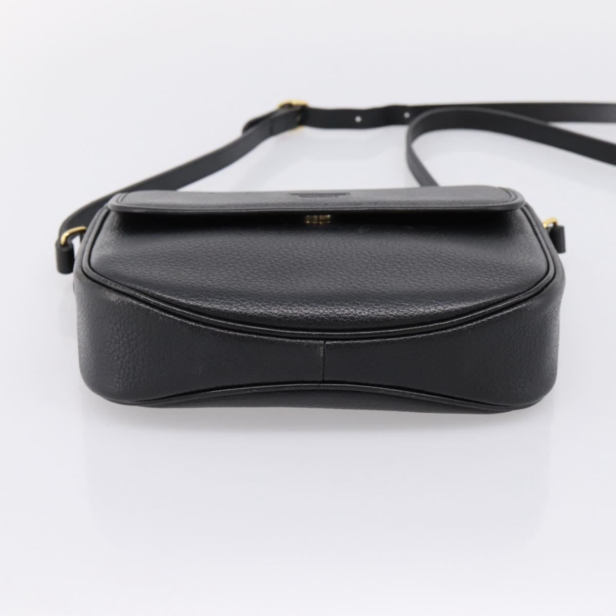 Burberrys Shoulder Bag Leather Black Gold Auth ep16277