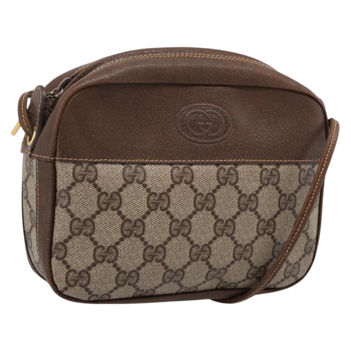 GUCCI GG Supreme Shoulder Bag PVC Beige Gold Auth ep16279
