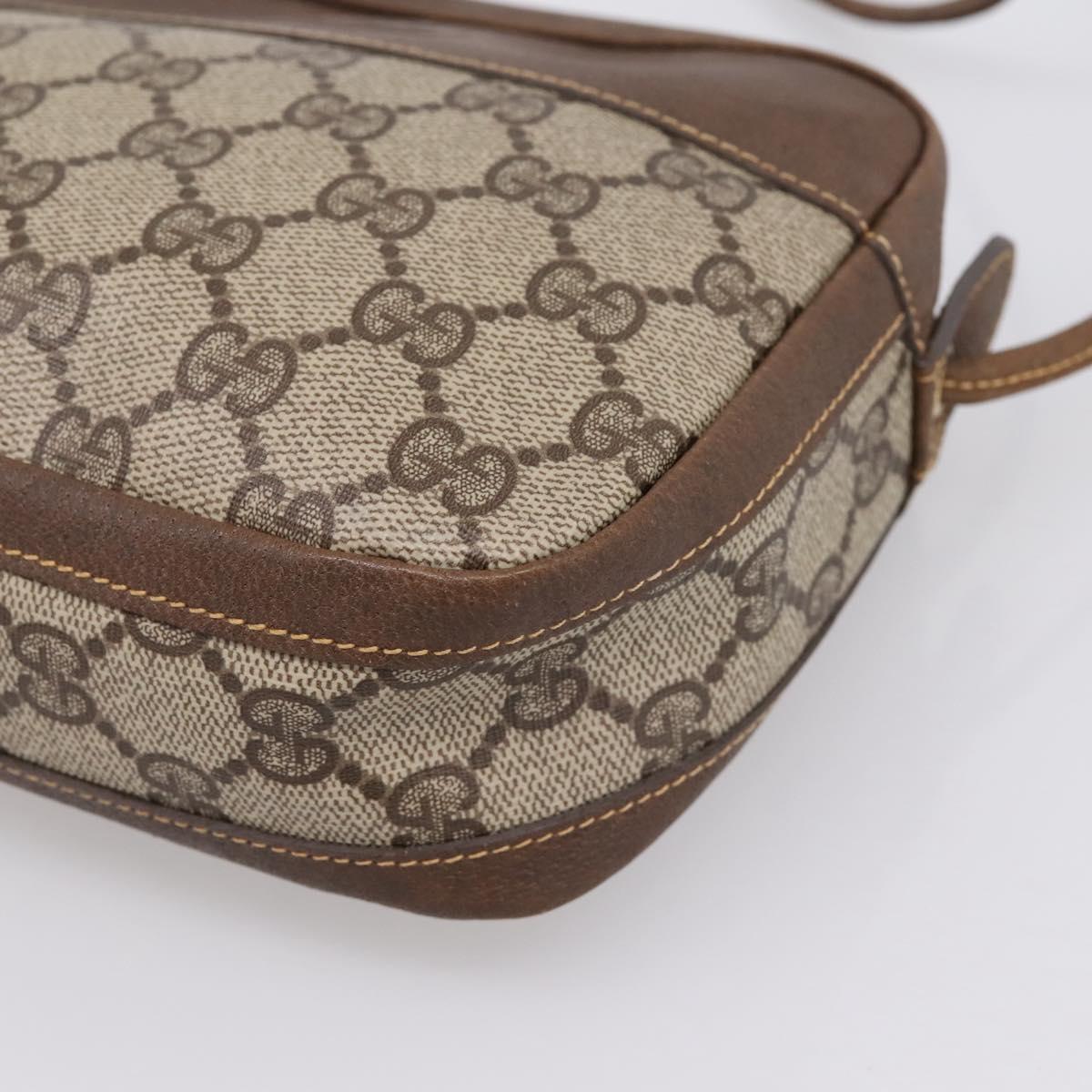 GUCCI GG Supreme Shoulder Bag PVC Beige Gold Auth ep16279