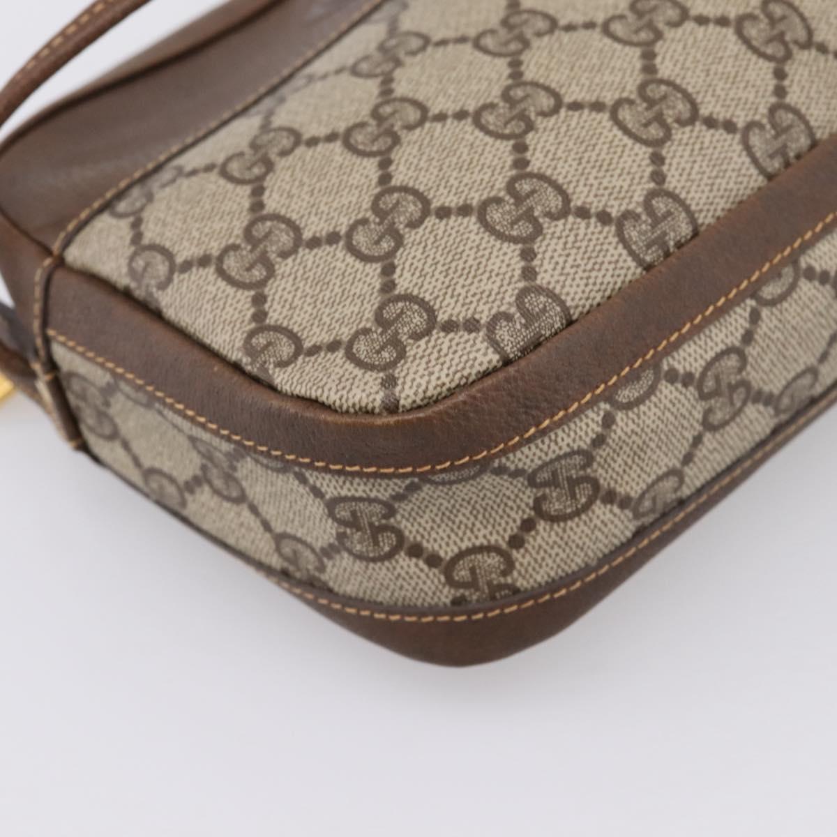 GUCCI GG Supreme Shoulder Bag PVC Beige Gold Auth ep16279