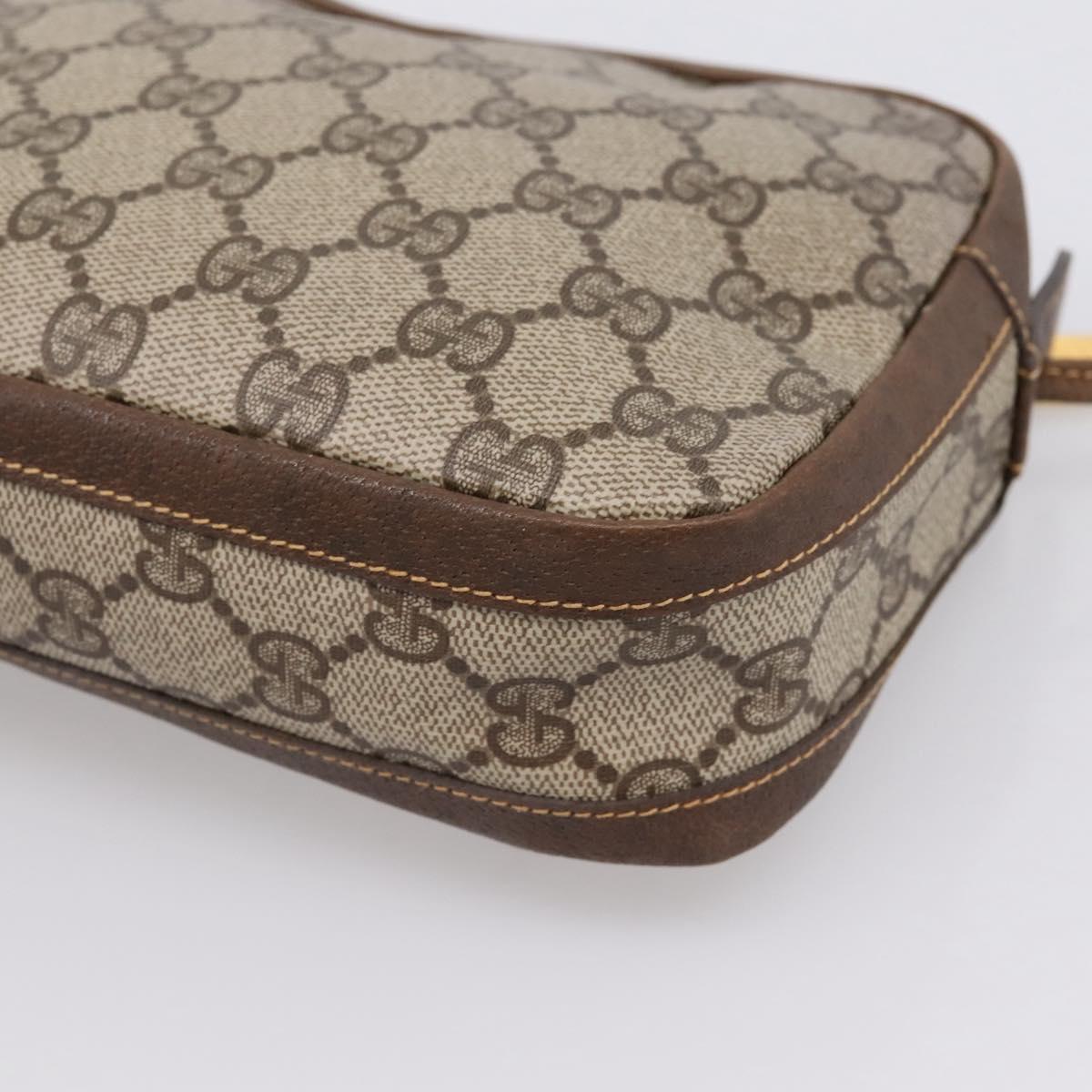 GUCCI GG Supreme Shoulder Bag PVC Beige Gold Auth ep16279
