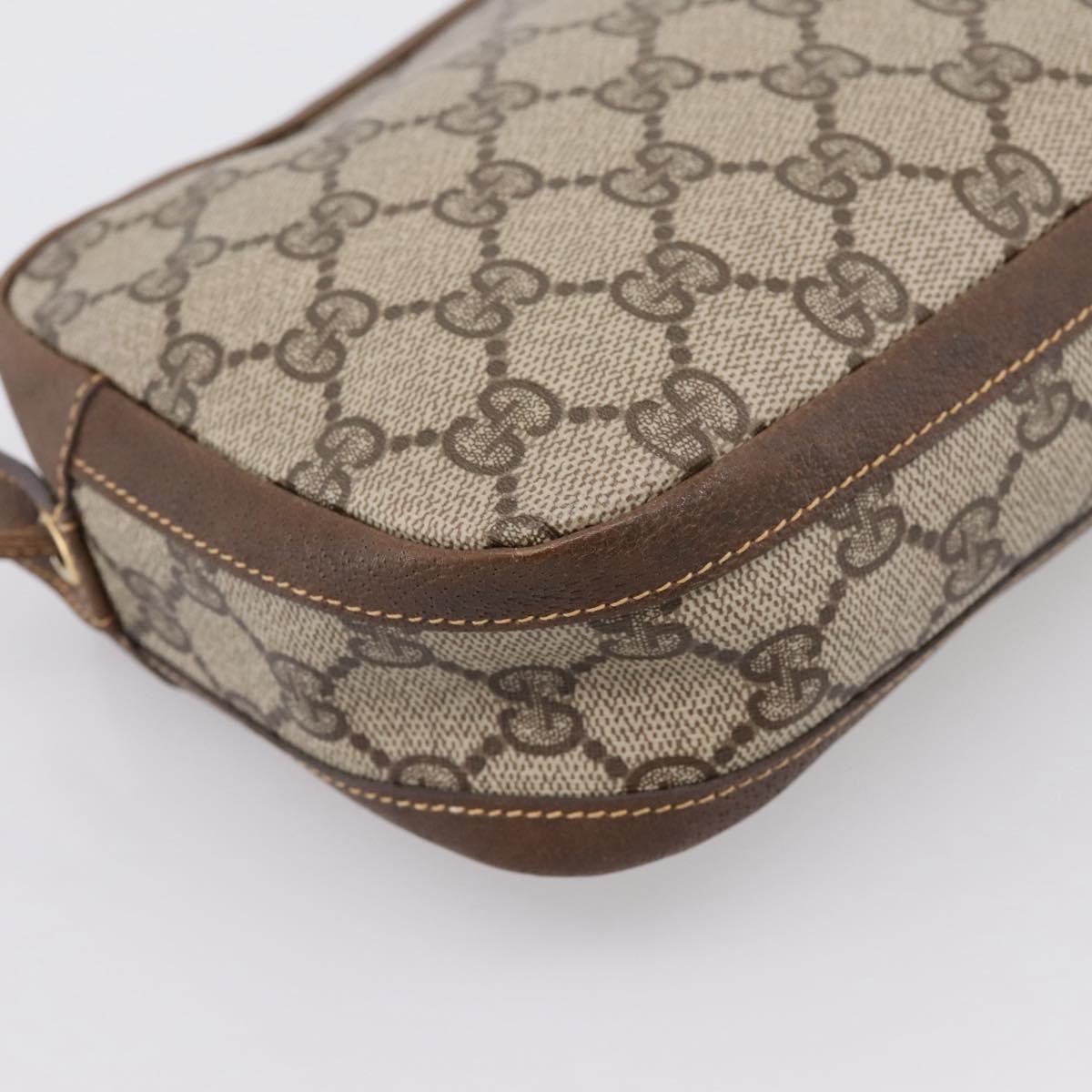 GUCCI GG Supreme Shoulder Bag PVC Beige Gold Auth ep16279