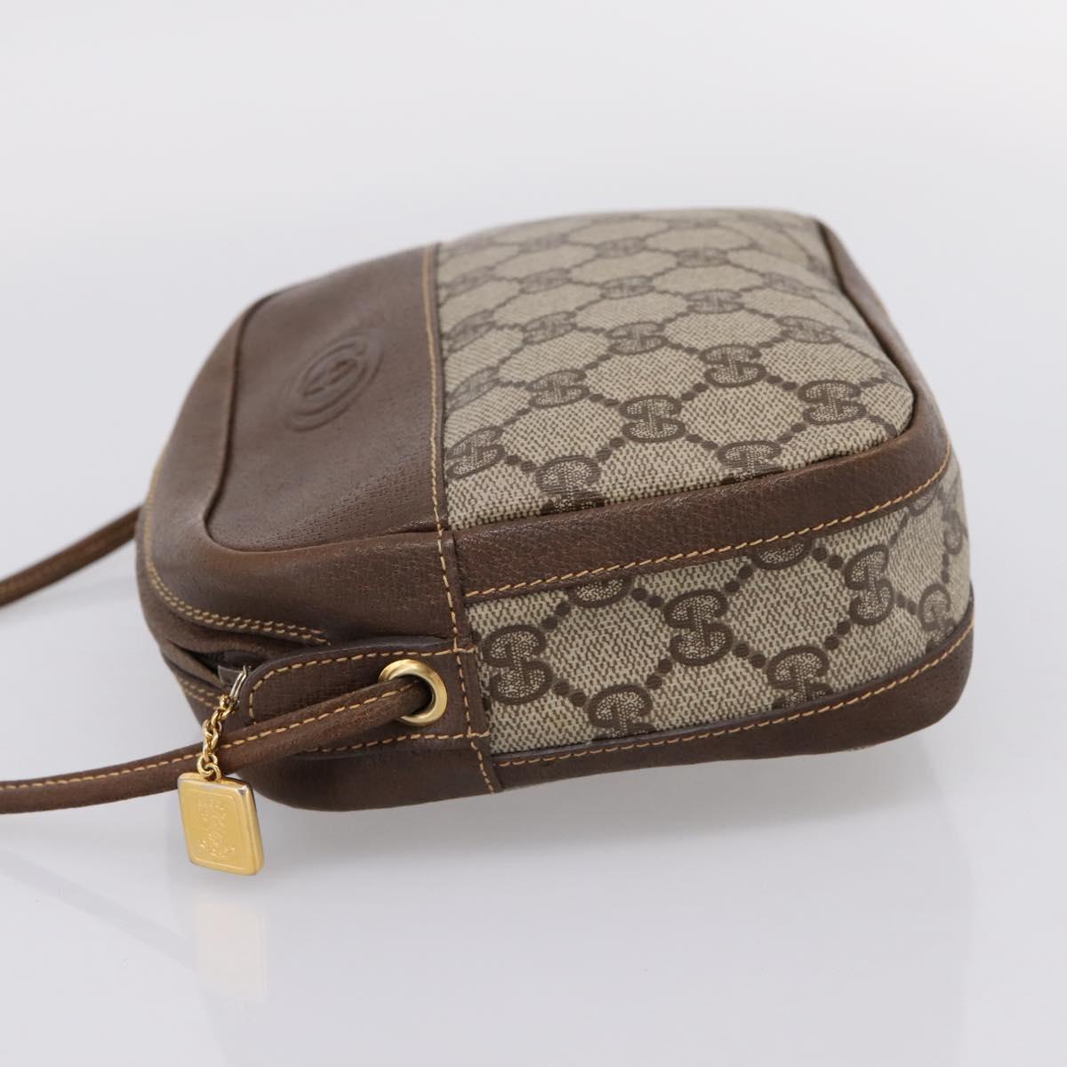 GUCCI GG Supreme Shoulder Bag PVC Beige Gold Auth ep16279