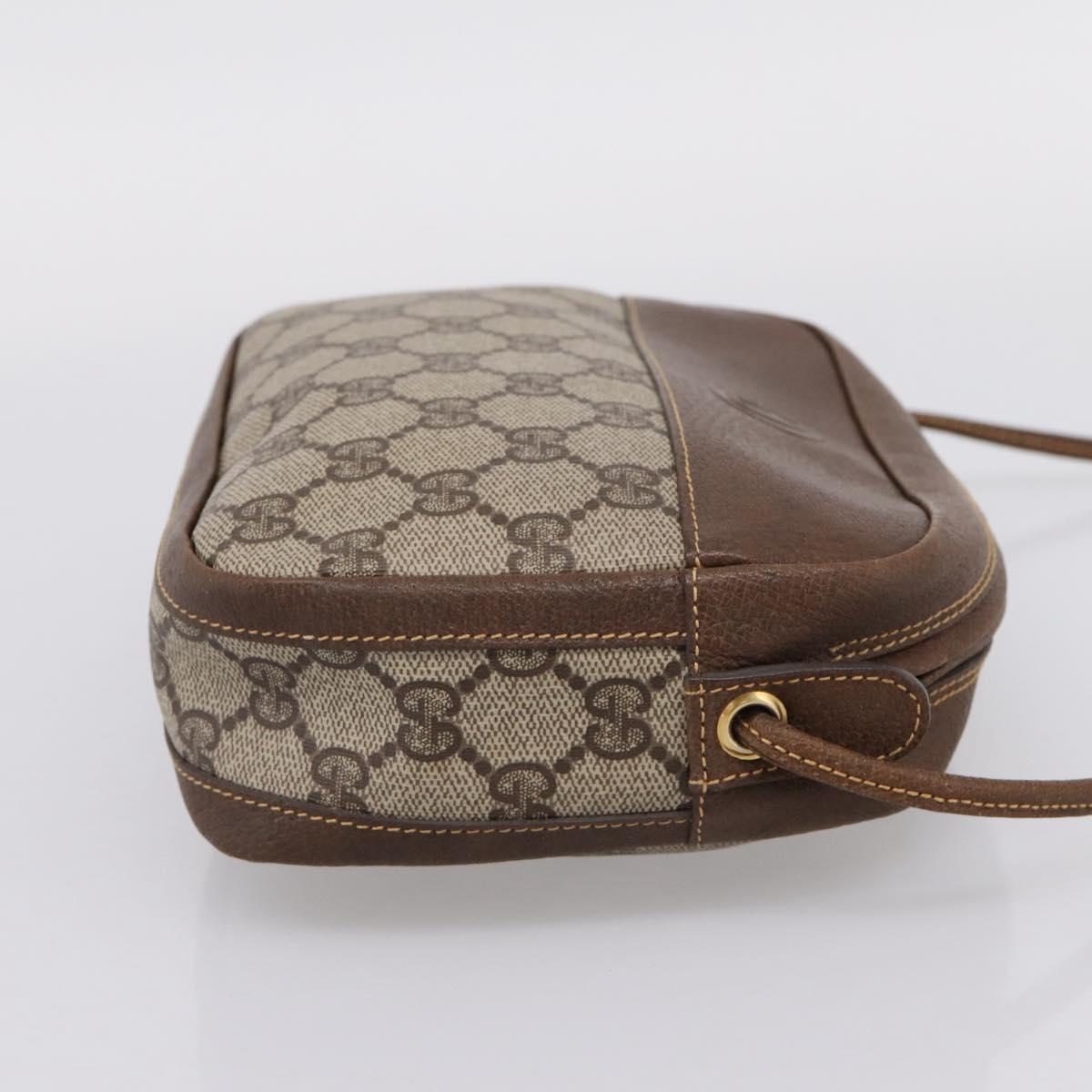 GUCCI GG Supreme Shoulder Bag PVC Beige Gold Auth ep16279