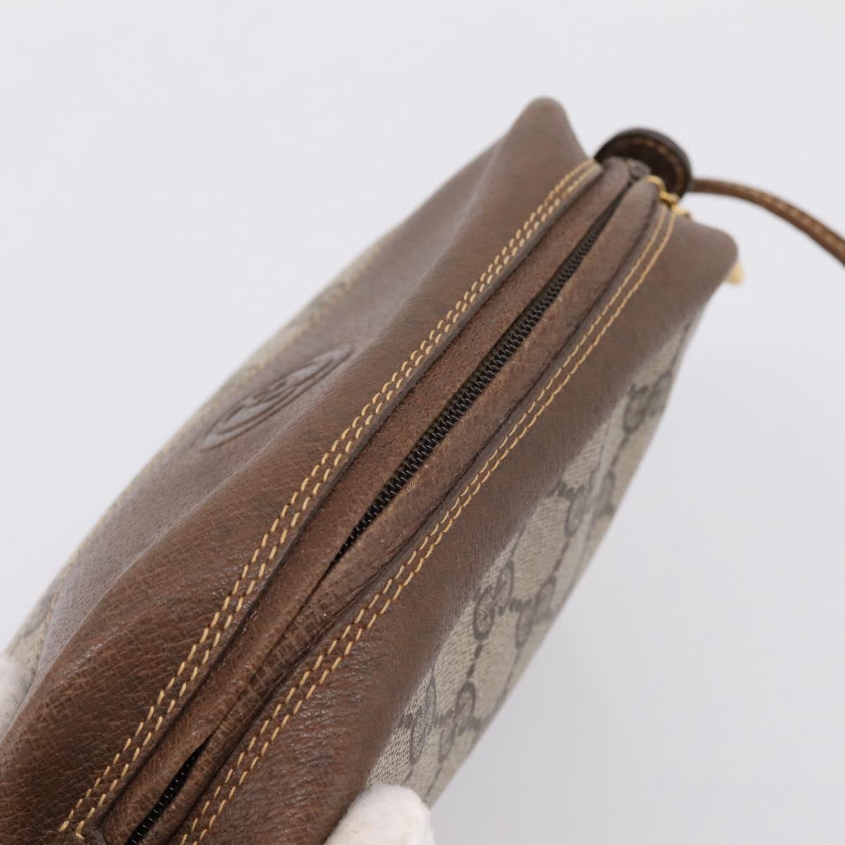 GUCCI GG Supreme Shoulder Bag PVC Beige Gold Auth ep16279