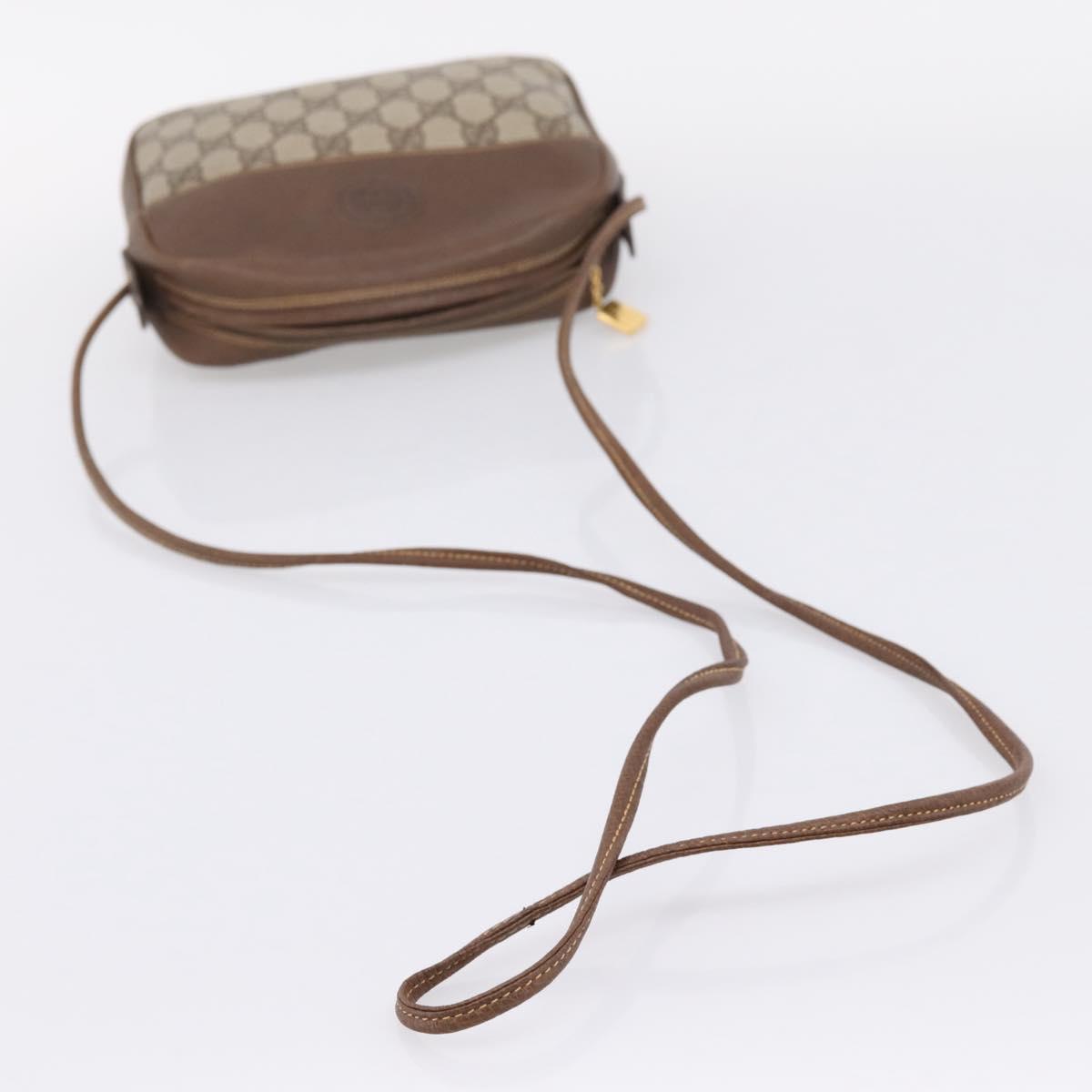 GUCCI GG Supreme Shoulder Bag PVC Beige Gold Auth ep16279