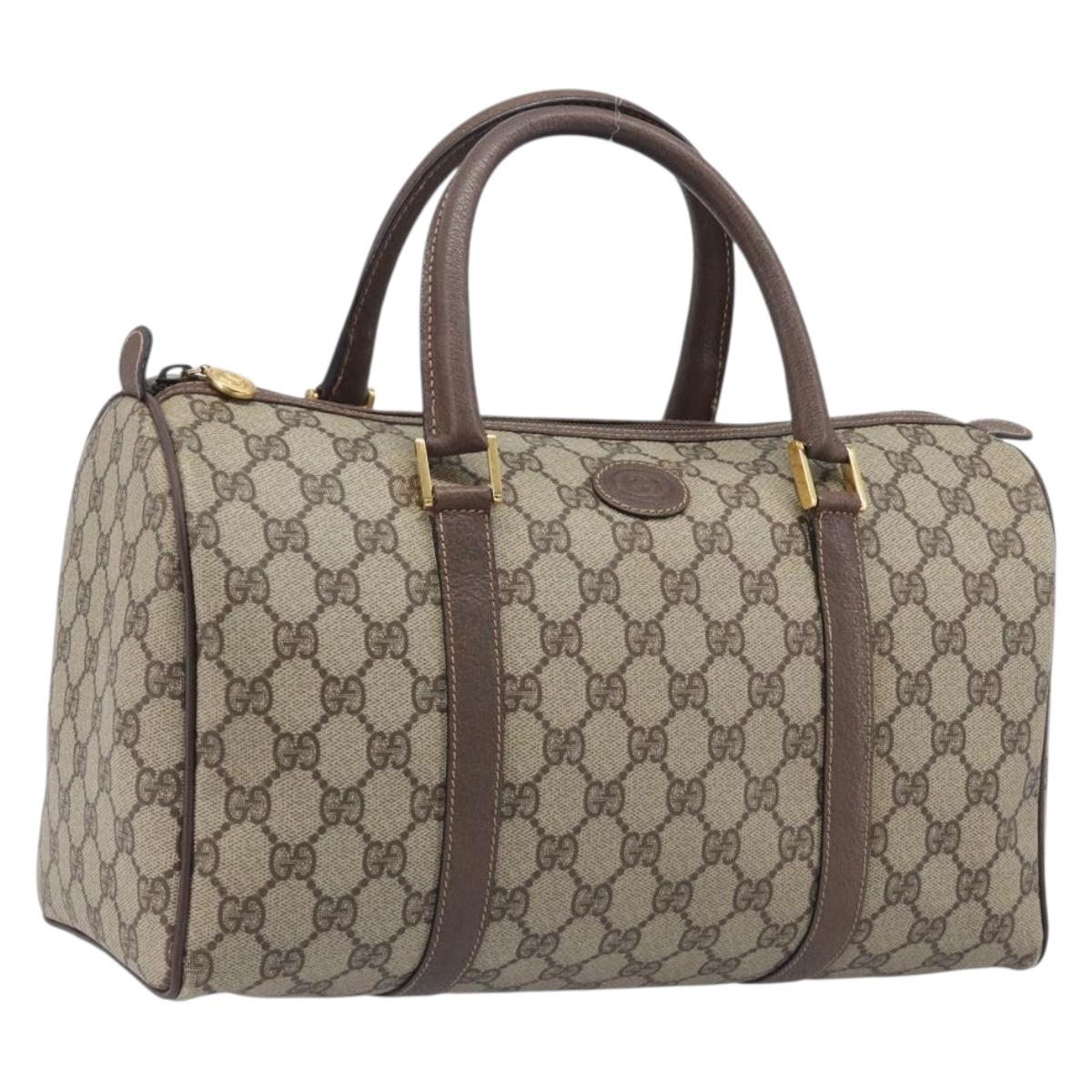 GUCCI GG Supreme Boston Bag PVC Beige Gold 002 39 6842 Auth ep16285A