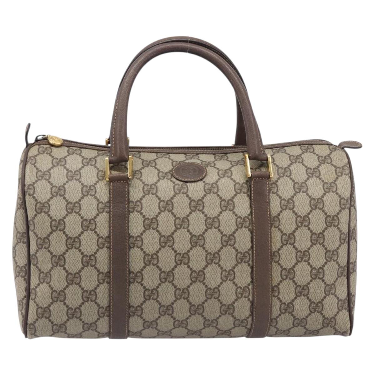 GUCCI GG Supreme Boston Bag PVC Beige Gold 002 39 6842 Auth ep16285A