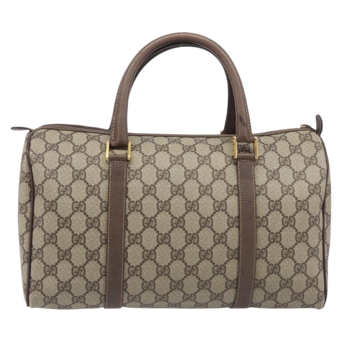 GUCCI GG Supreme Boston Bag PVC Beige Gold 002 39 6842 Auth ep16285A