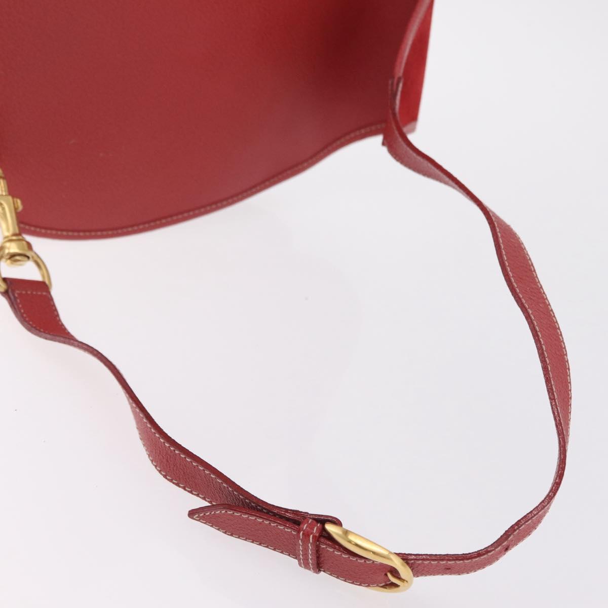GUCCI Horsebit Shoulder Bag Suede Red Gold 003 2113 0034 Auth ep16294A
