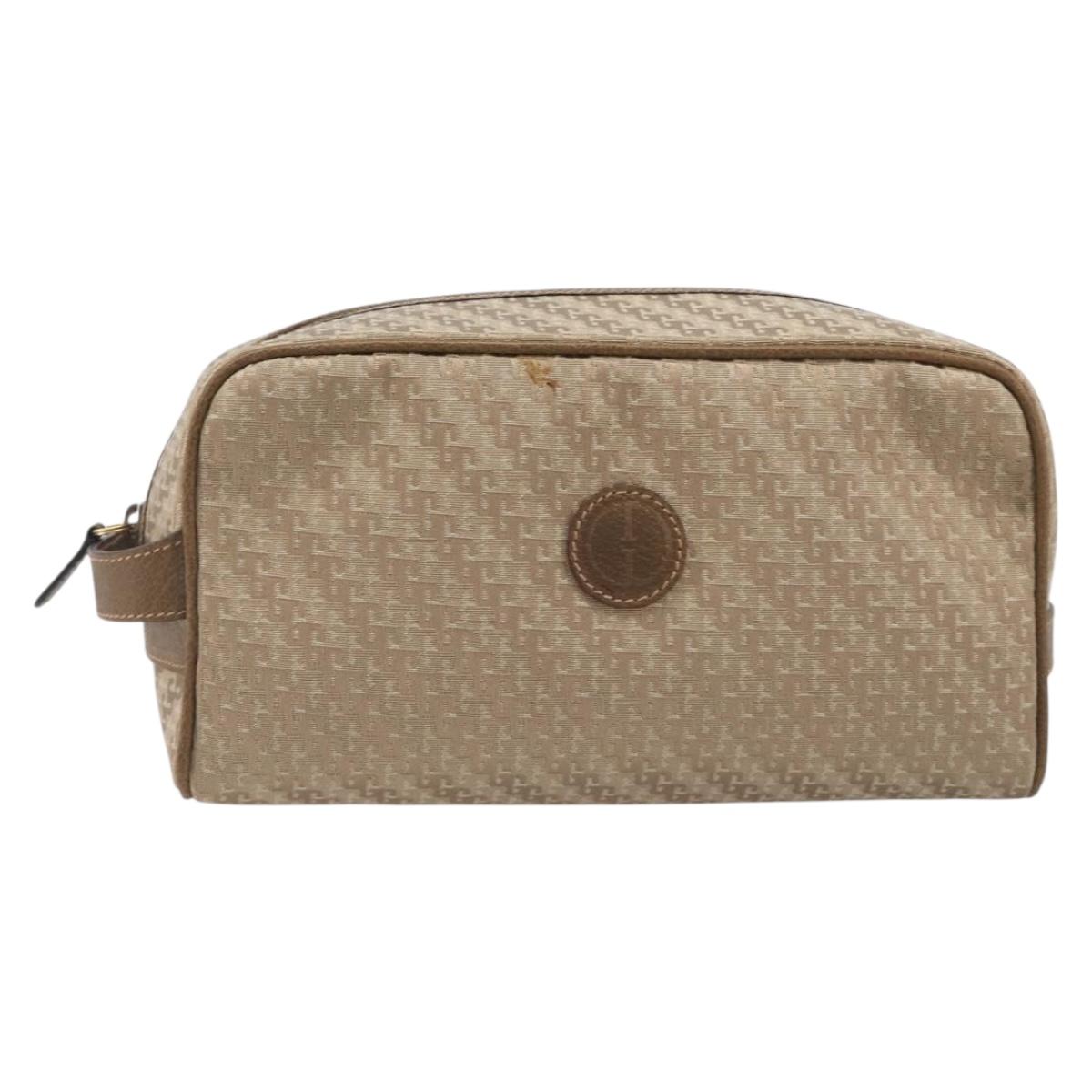 GUCCI Pouch Canvas Beige Gold Auth ep16295