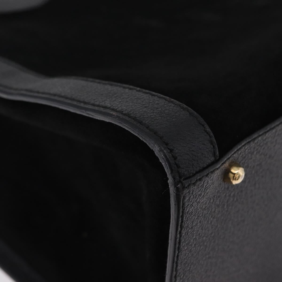 GUCCI Bamboo Hand Bag Leather Suede Black Gold 002 1186 0260 Auth ep16298