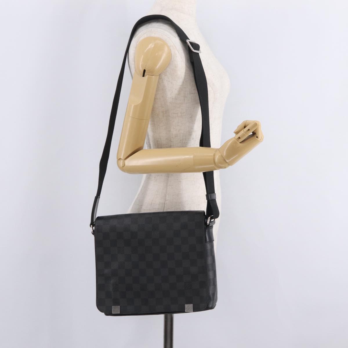 LOUIS VUITTON Damier Graphite District PM Shoulder Bag N41260 LV Auth ep16302