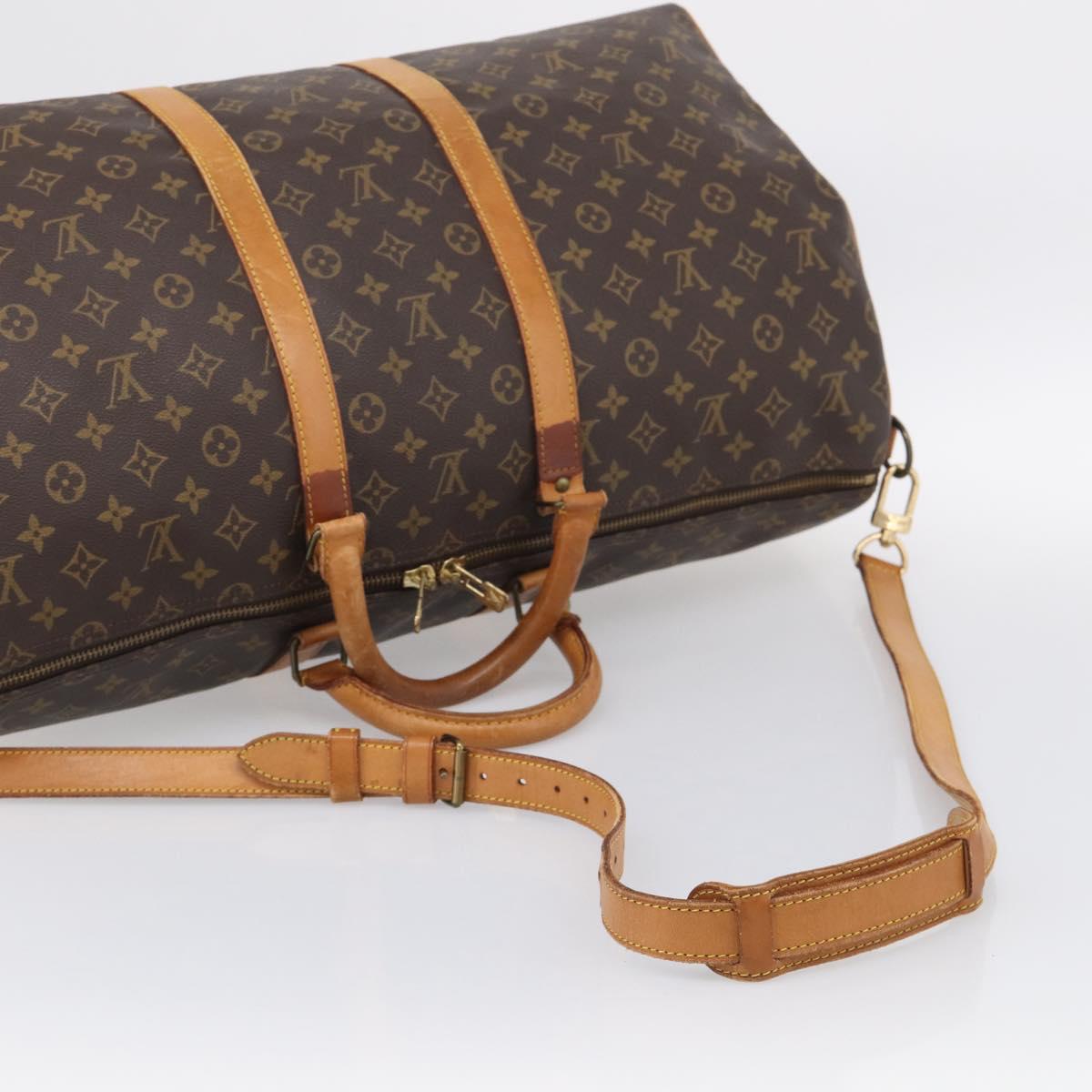 LOUIS VUITTON Monogram Keepall Bandouliere 55 Boston Bag M41414 LV Auth ep16307A