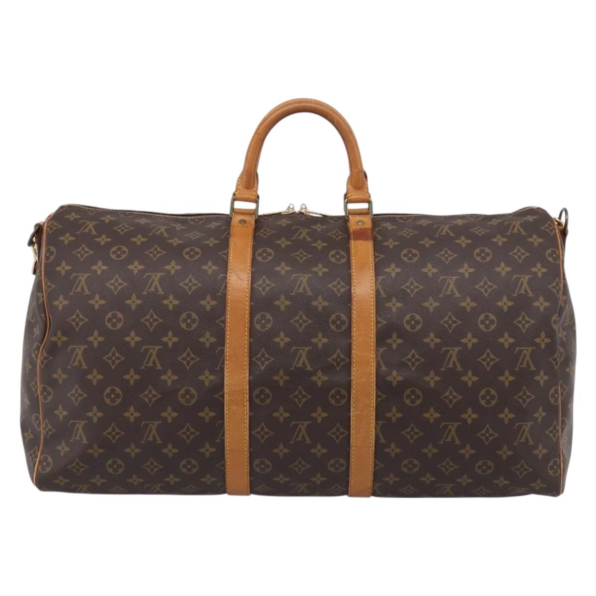 LOUIS VUITTON Monogram Keepall Bandouliere 55 Boston Bag M41414 LV Auth ep16307A