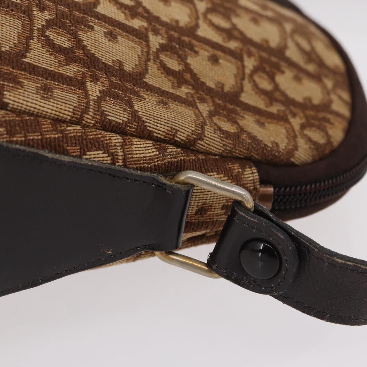 Christian Dior Trotter Canvas Shoulder Bag Beige Gold Auth ep16325