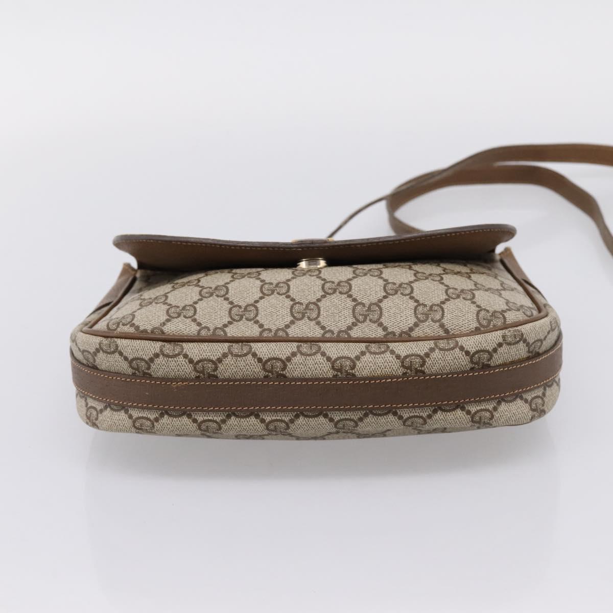 GUCCI GG Supreme Shoulder Bag PVC Beige Gold Auth ep16328